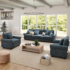 3-Piece 5-Seater Cloud Modular Sofa Set with Extra Deep Wider Cushions Oversized Mid-Century Modern Couch Set with Armchair