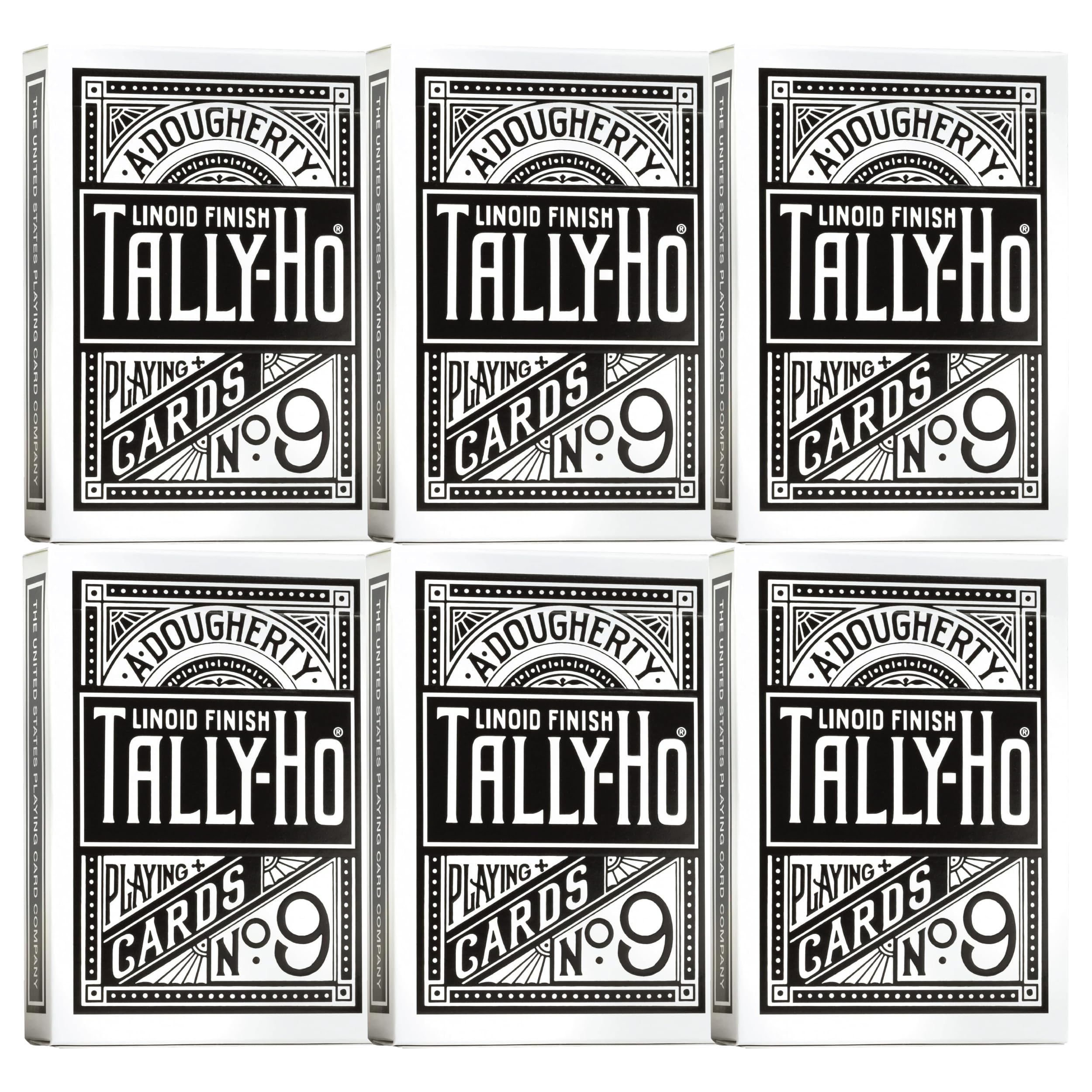 Tally-Ho Signature Series Black Edition Playing Cards – 6 Deck Set, Thin Crushed Stock, Premium Special Edition Decks for Cardistry, Magic Tricks &