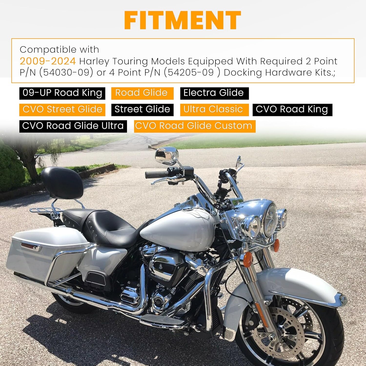 ECOTRIC Detachable Backrest Sissy Bar & Luggage Rack Compatible with 2009-2024 Harley Touring Road King FLHT, FLHX and FLTR, Street Glide, Electra Glide, Ultra Classic, Road Glide Ultra Custom Chrome