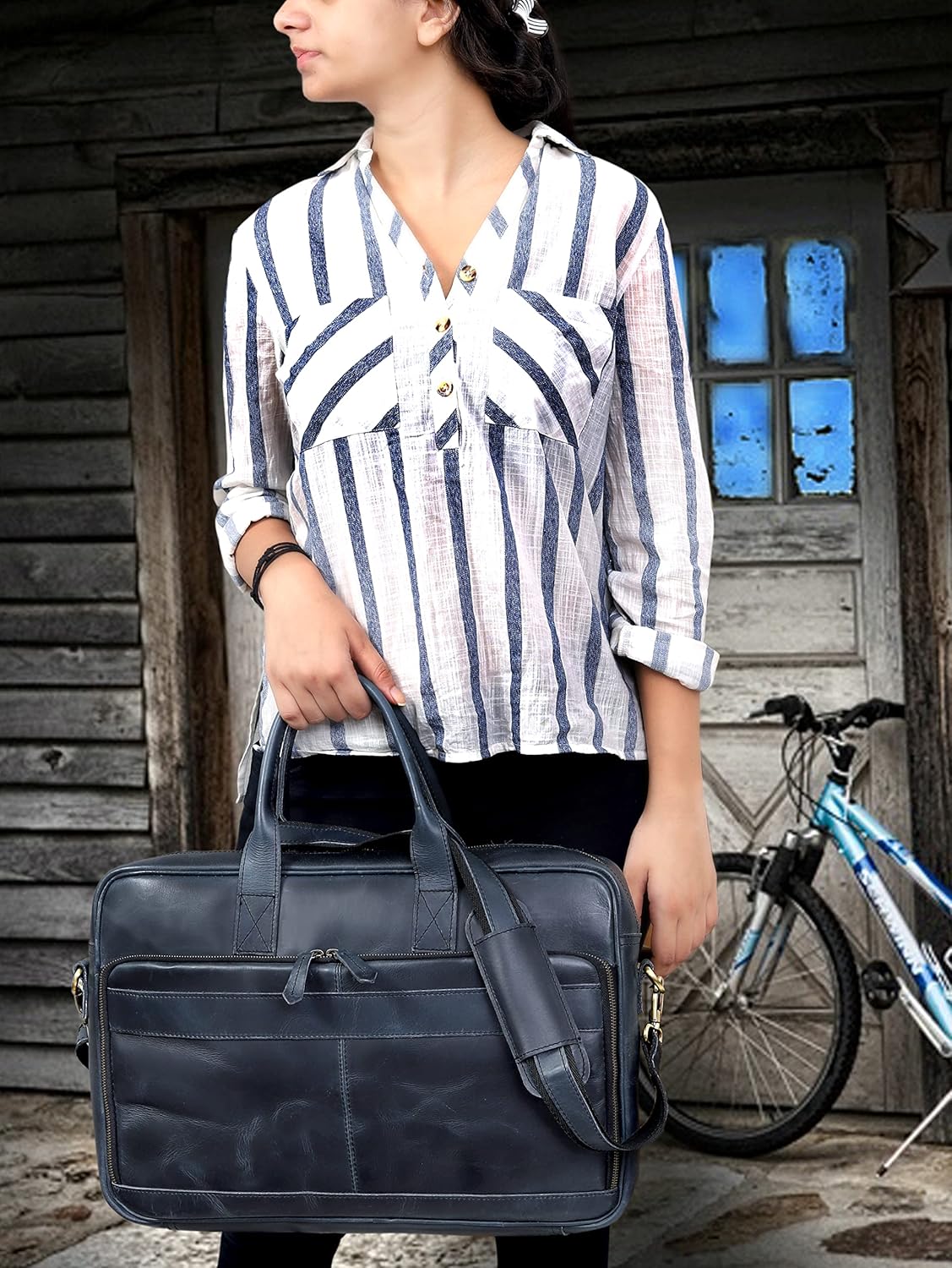 VC VINTAGE COUTURE Leather briefcase bag for men Leather Laptop Bags For Men and Women Travel Messenger Bag - Image 2