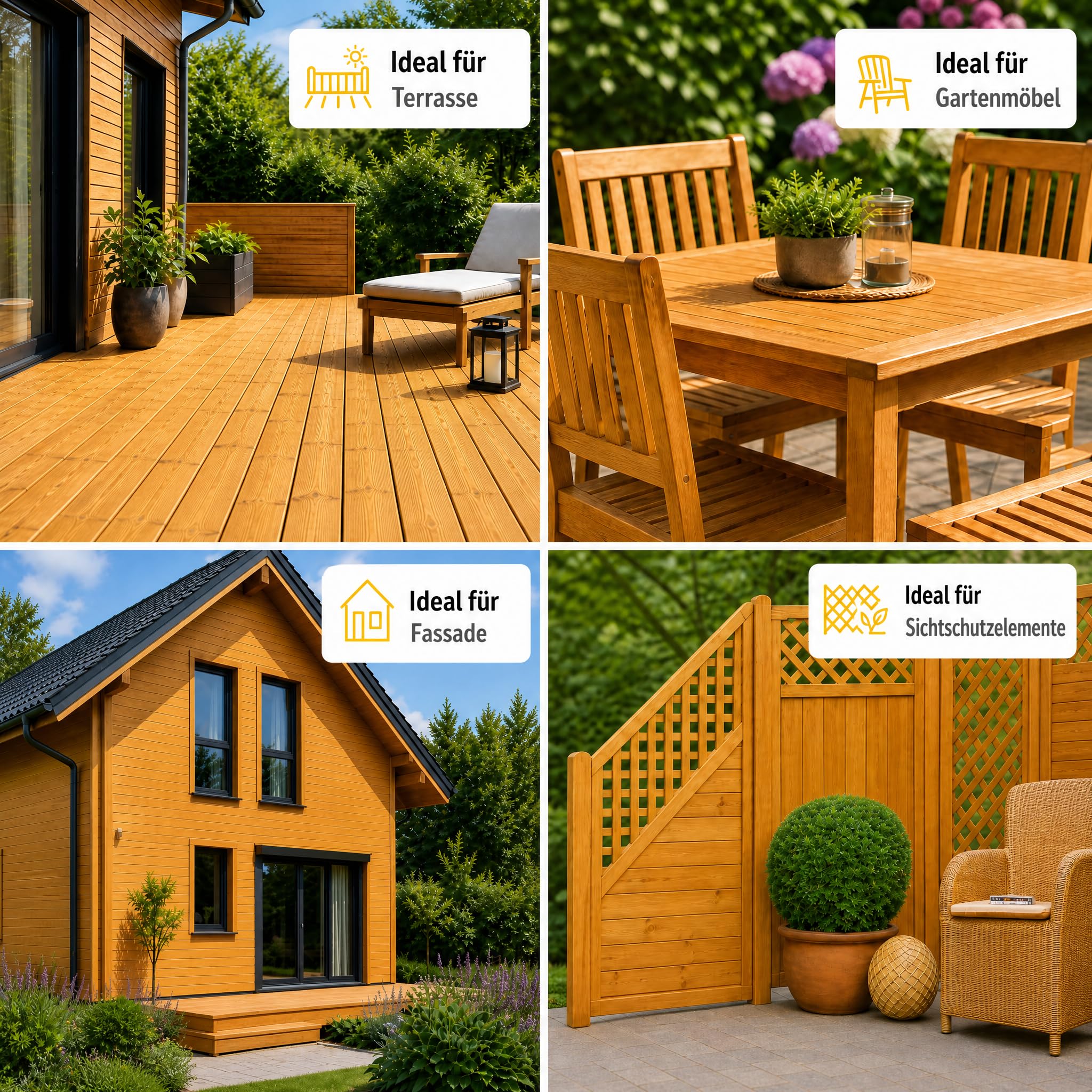 KORA® Koralan® Holzöl-Spezial außen – Premium Holzöl ideal für Nadelholz, z. B. Terrassen, Gartenmöbel & Holzfassaden – UV-Schutz, wetterfest, Schutz vor Vergrauung (Eiche hell, 10L)