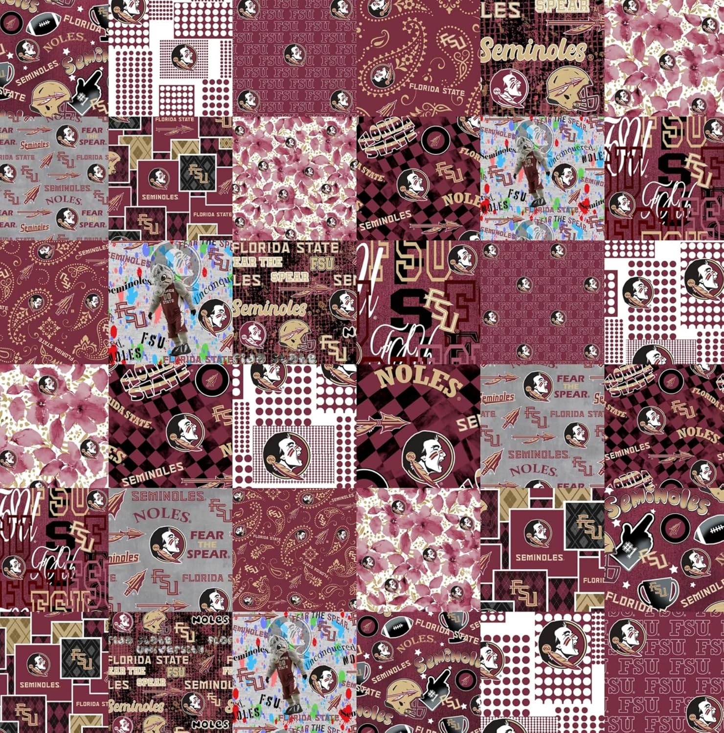 Florida State University Seminoles Fabric – Officially Licensed Florida State University Cotton Quilting Fabric by Sykel Enterprises, Precut Yardage for Sewing & Crafts Cheater Quilt