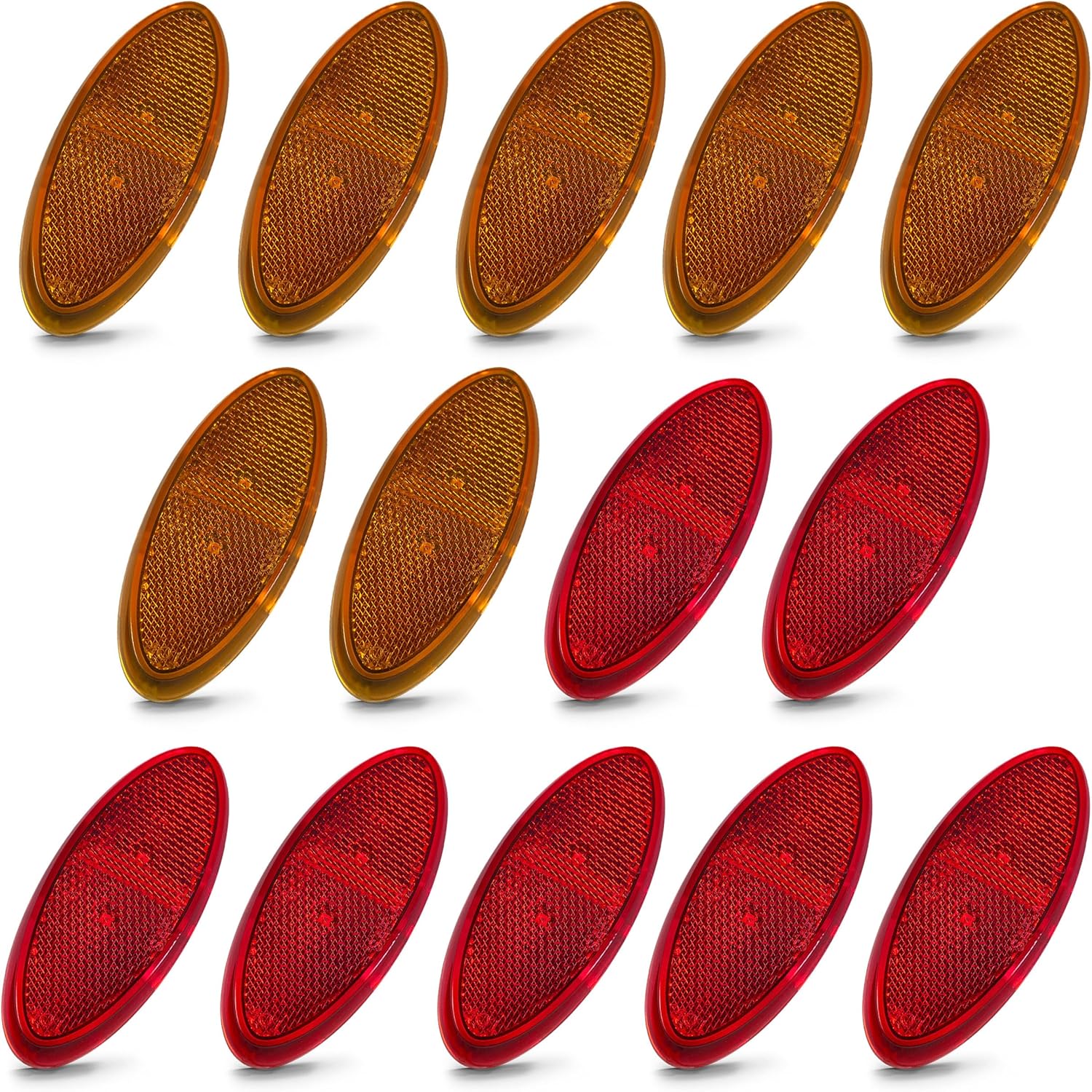 Command Electronics OEM 12V LED RV & Trailer Oval Clearance Light with Built-in Reflex - Made in USA - Surface Mount for Easy Installation - Hardware & Connectors Included | Amber & Red (14 Pack)