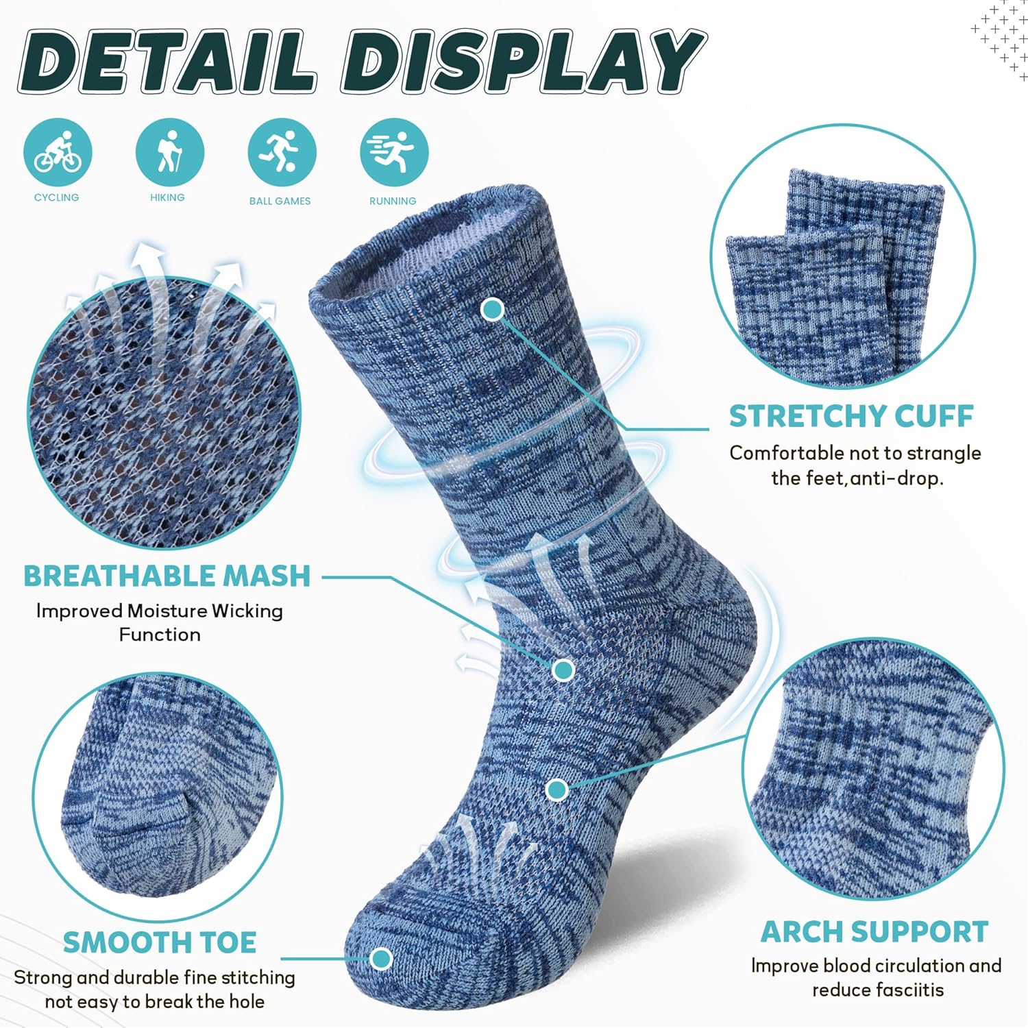 SeeyAN Kids Merino Wool Hiking Socks Winter Thermal Warm Boys Girls Toddler Thick Cushioned Boot Crew Socks 6 Pairs - Image 6