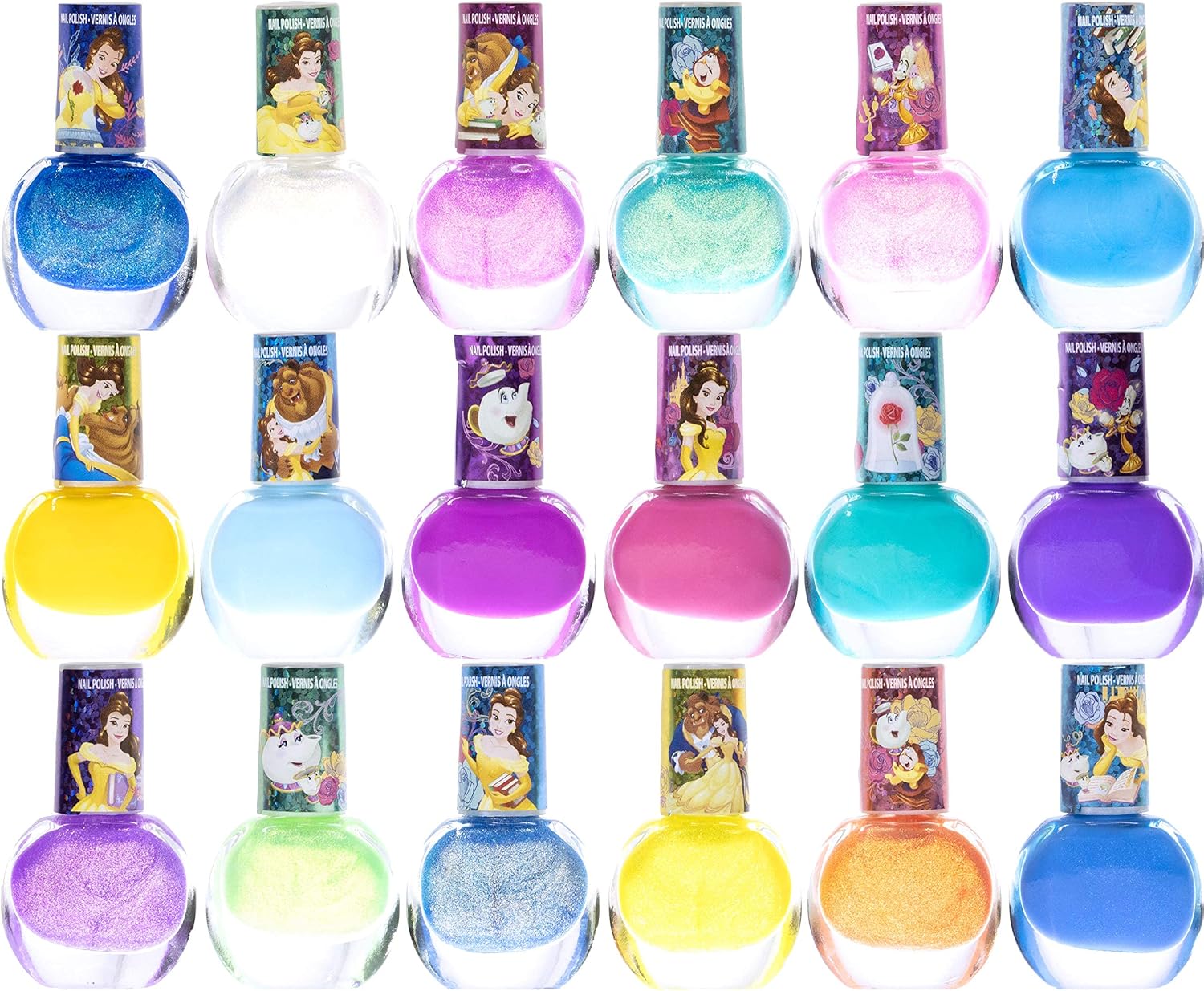 Disney Princess, Townley Girl Belle Non-Toxic Peel-Off Water-Based Natural Safe Quick Dry Nail Polish, Pink, Yellow, Green - Image 3