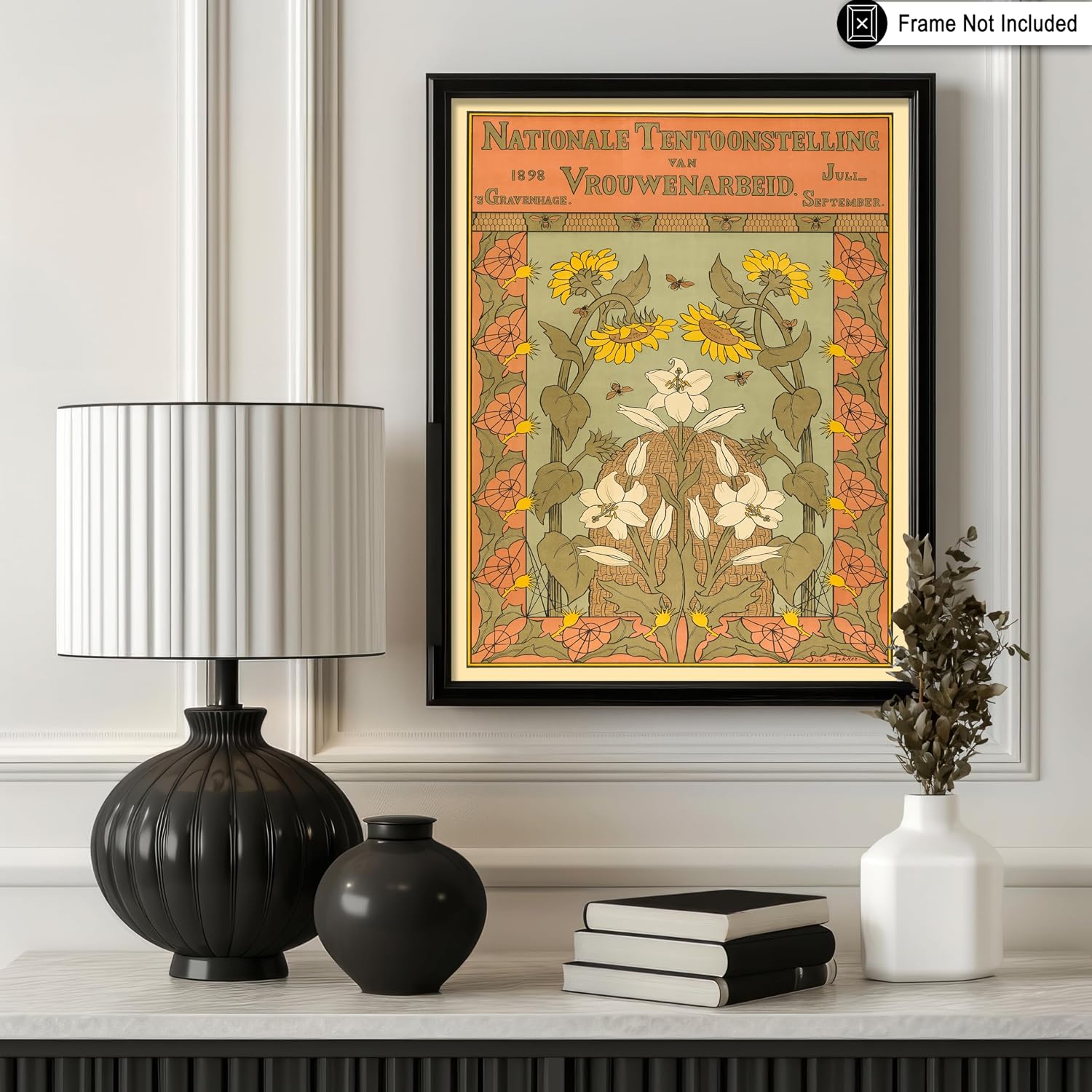 Poster Master Vintage Flower Poster - Retro National Exhibition of Women's Work Print - Dutch Art - Floral Gift for Her, Women - Art Nouveau Decor for Bedroom, Living Room - 8x10 UNFRAMED Wall Art