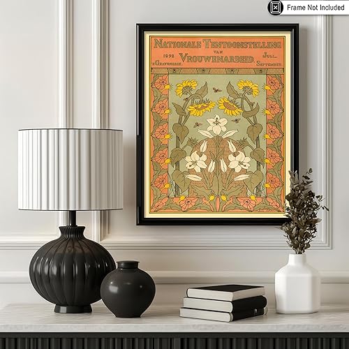 Miniatura 3 de Poster Master Póster de flores vintage, impresión de exposición nacional retro de trabajo de mujer, arte holandés, regalo floral para ella, mujer,