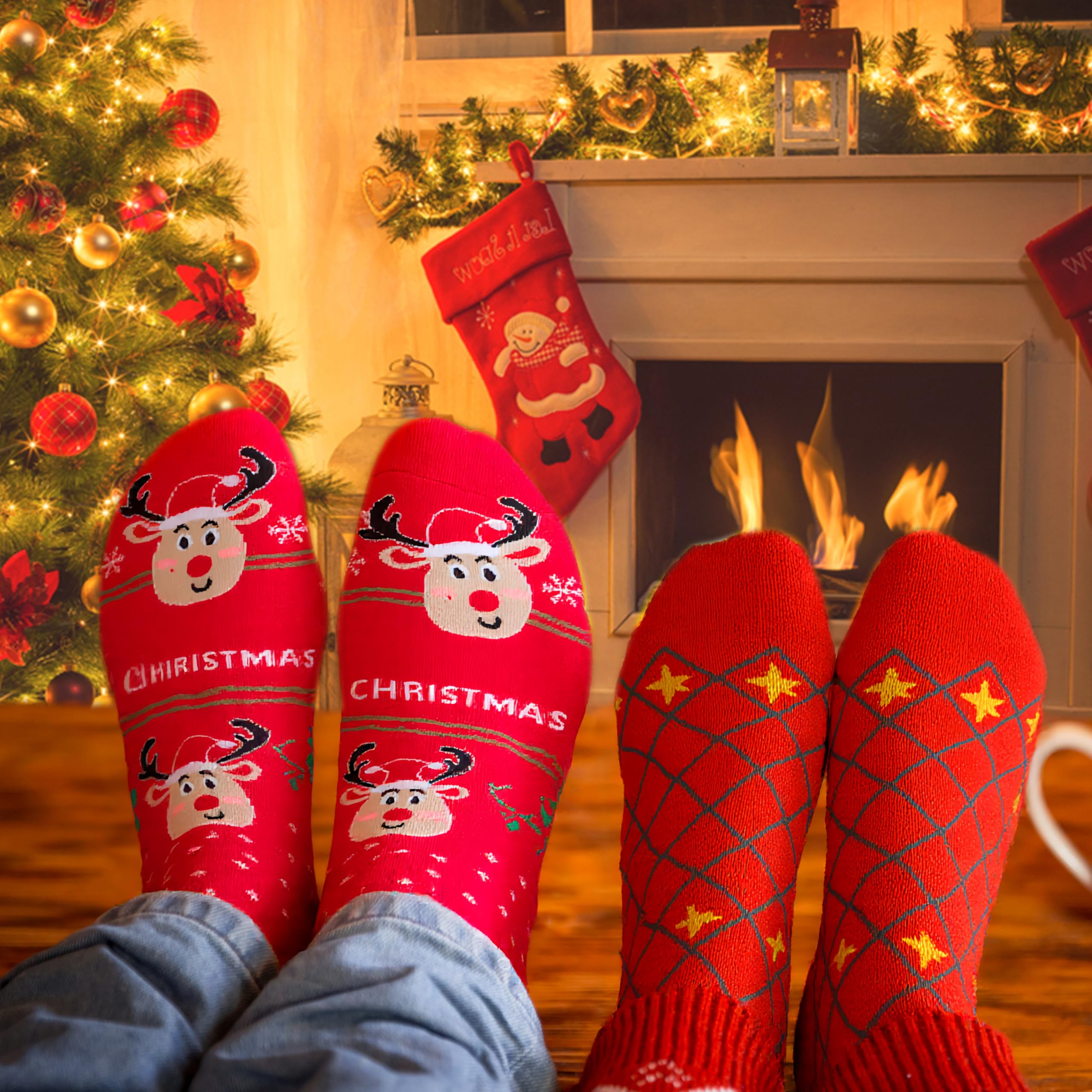 MOMOSTAR Calendario Avvento Donna 2025, 24 Paia Calzini Natalizi, Calendario dell'Avvento 2025, Cotone Calze Natale con Renne Babbo Natale, Regali Natale per Adulti Donna Uomo