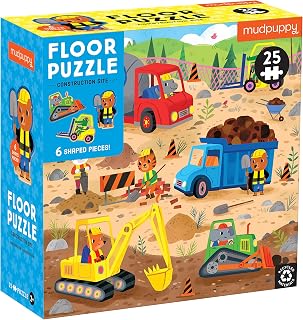 Mudpuppy Construction Site 25 Piece Floor Puzzle with Shaped Pieces