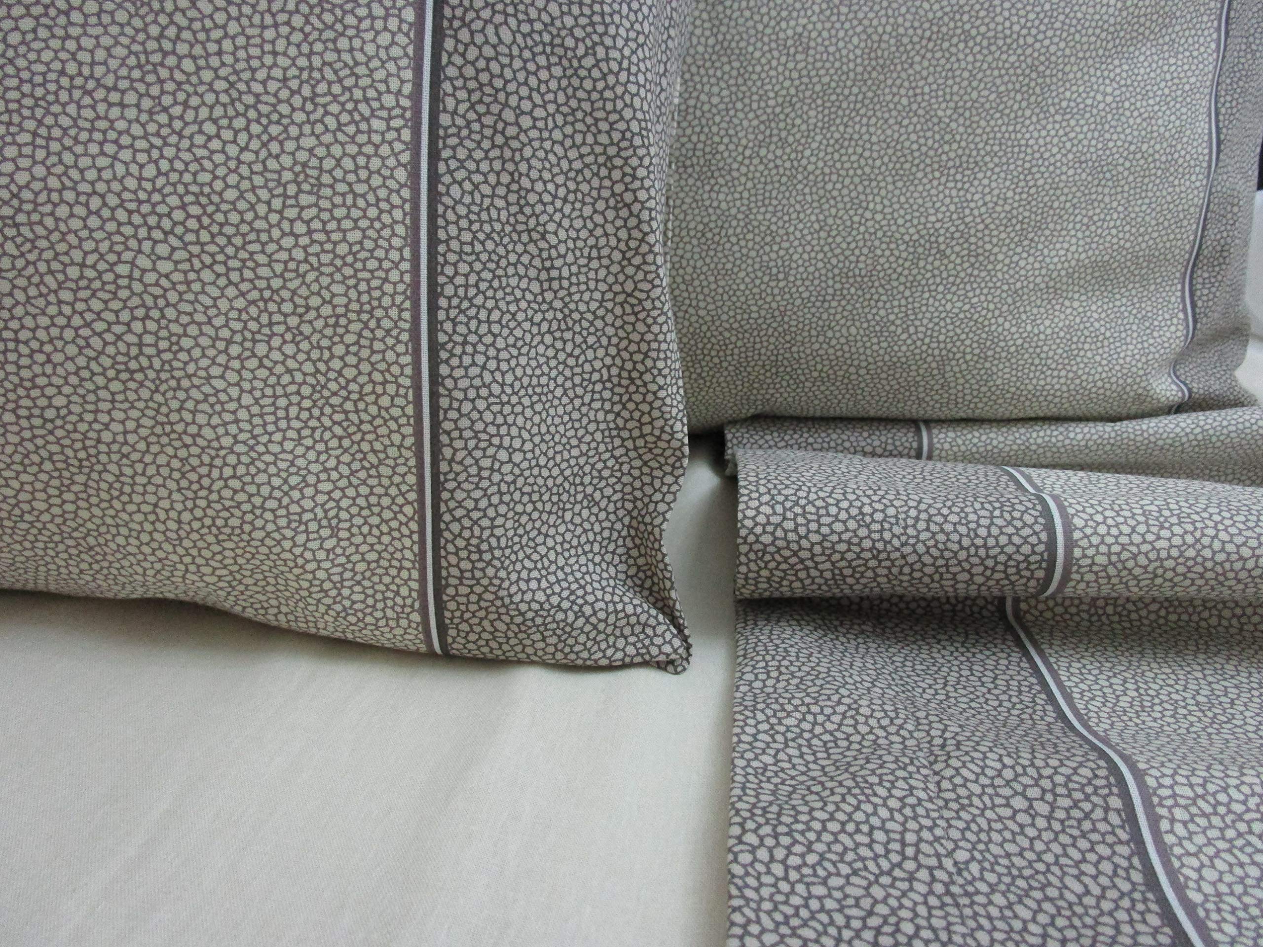 Completo Letto Matrimoniale Disegno MACULATO 100% Cotone Colori:Grigio-Marrone!!! (MARRONE)
