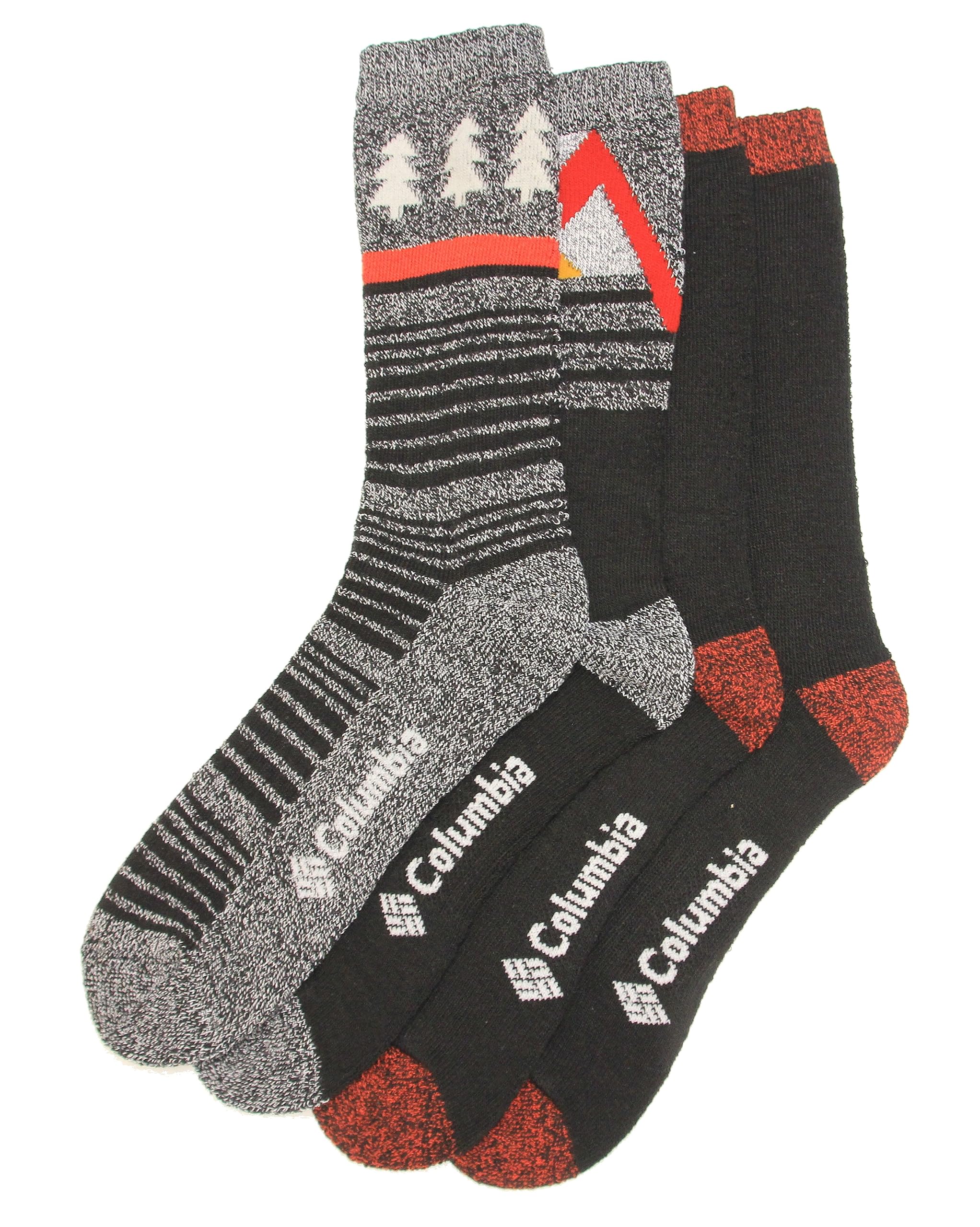 columbiaMen's Mountain Top Crew Socks 4 Pair, Black, Men's Shoe 6-12