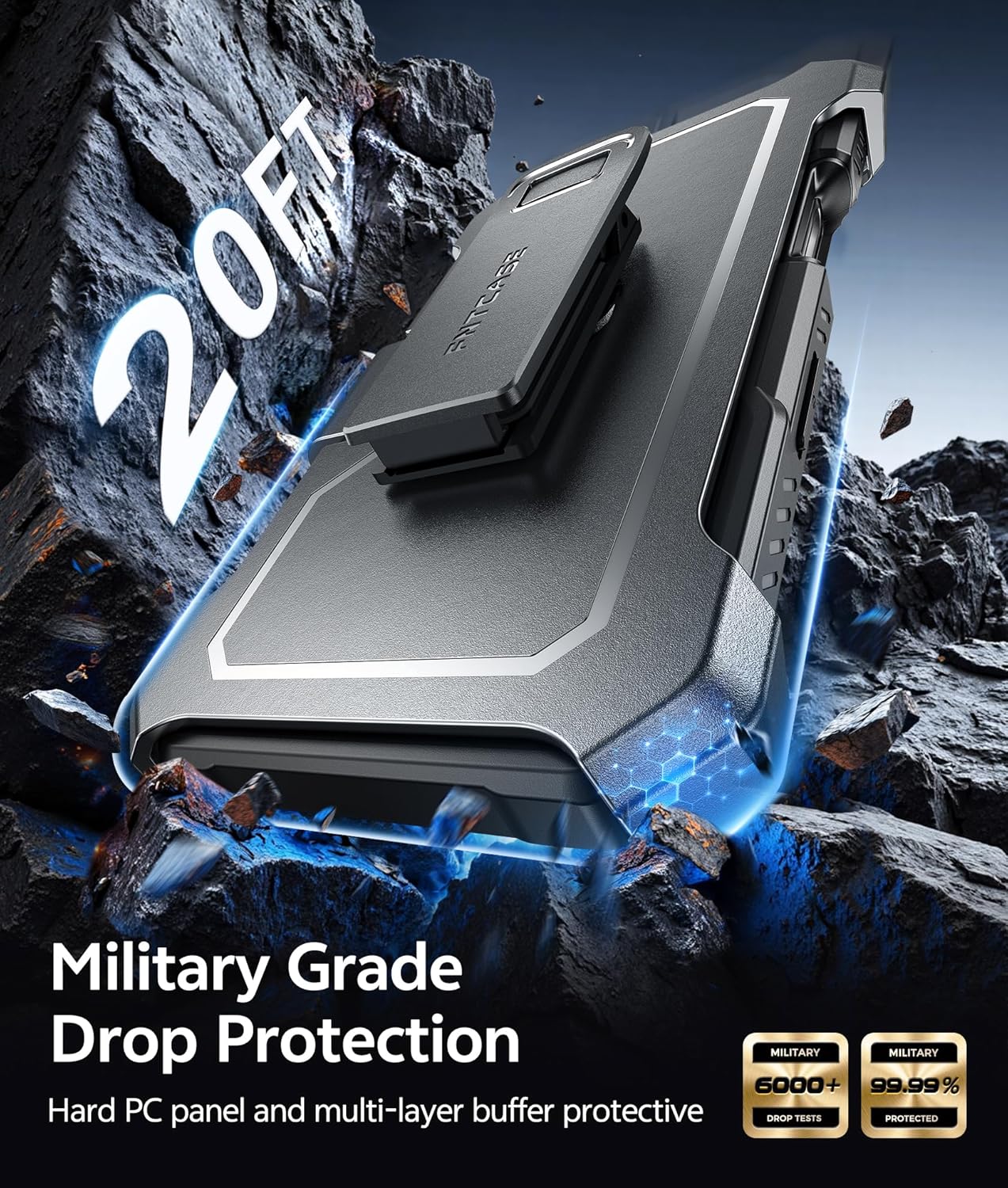 FNTCASE for iPhone 17 Pro-Max Case: with Kickstand [Built-in Screen Protector & Belt Clip] [Compatible with MagSafe] Military Grade Shockproof Rugged Hard TPU Magnetic Phone Cover Black