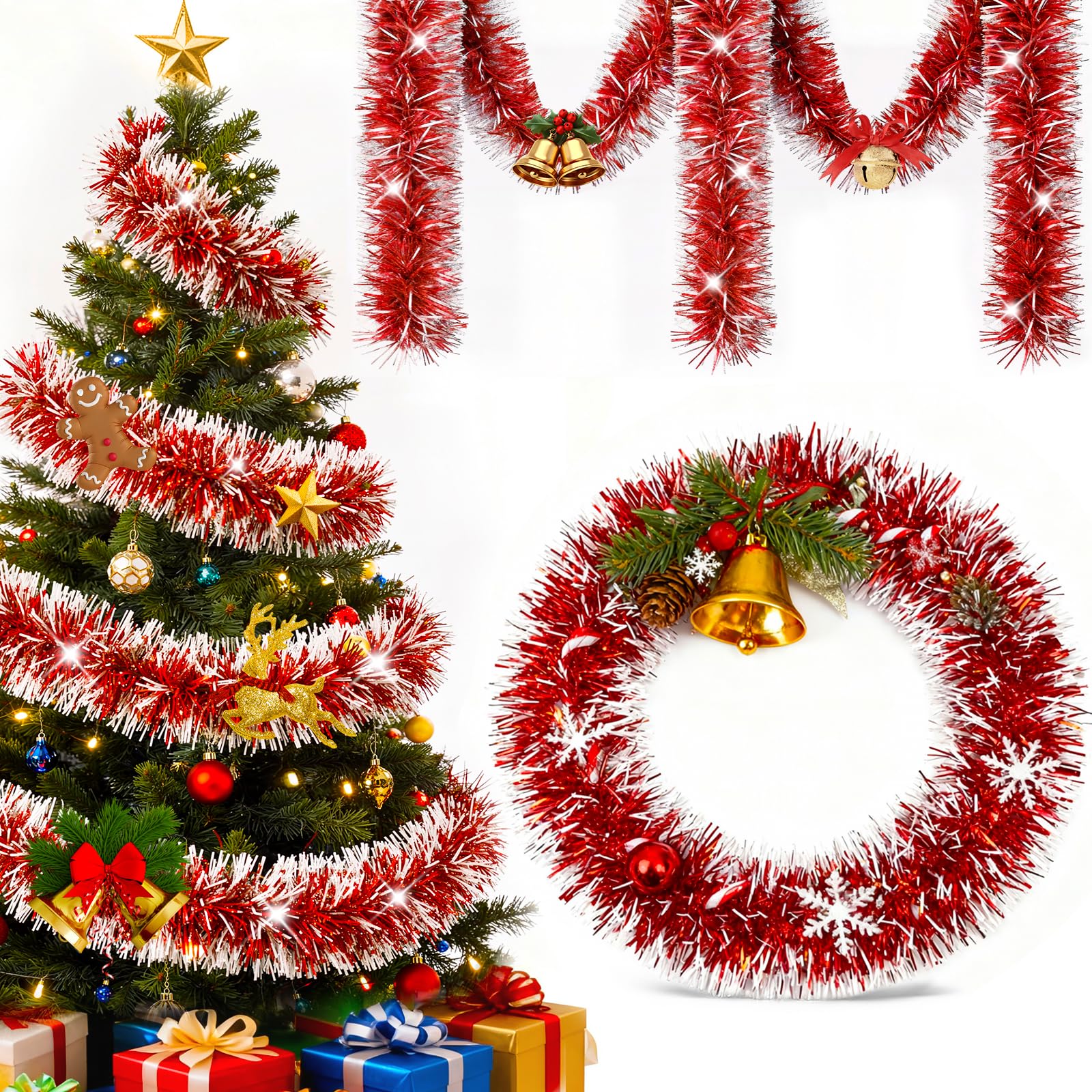 Noel Decoration Guirlande De Nou00ebl 2.7M Guirlande Sapin Artificiel Couronne De Nou00ebl Avec Decoration Noel Traditionnel