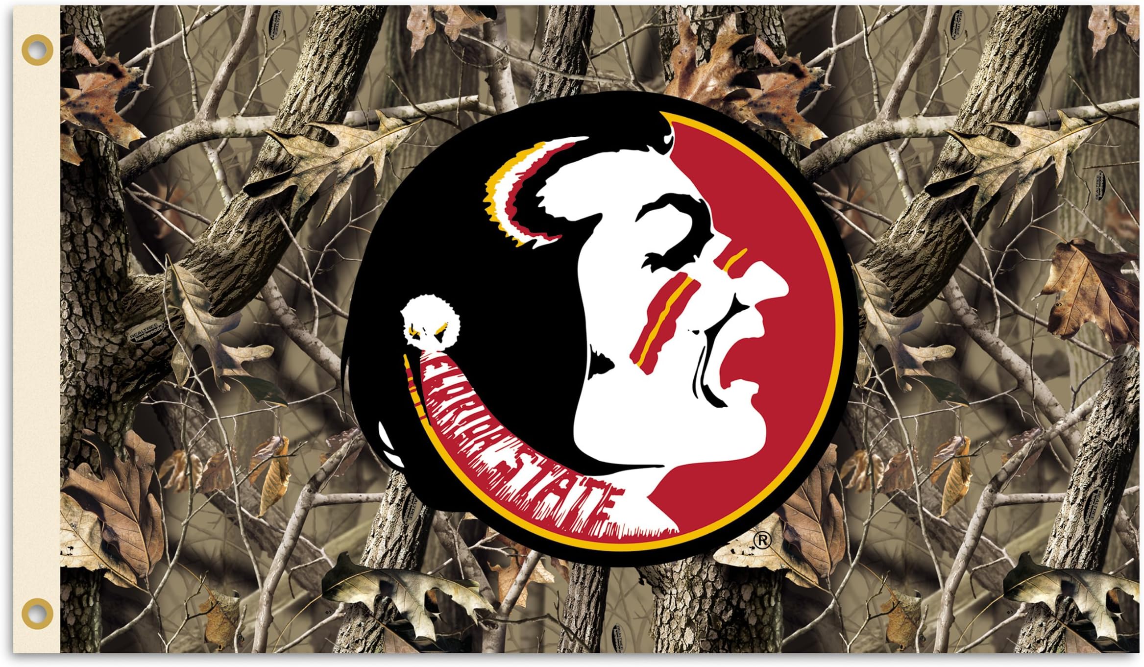 NCAA Florida State Seminoles 3-by-5 Foot Flag with Grommets - Realtree Camo Background