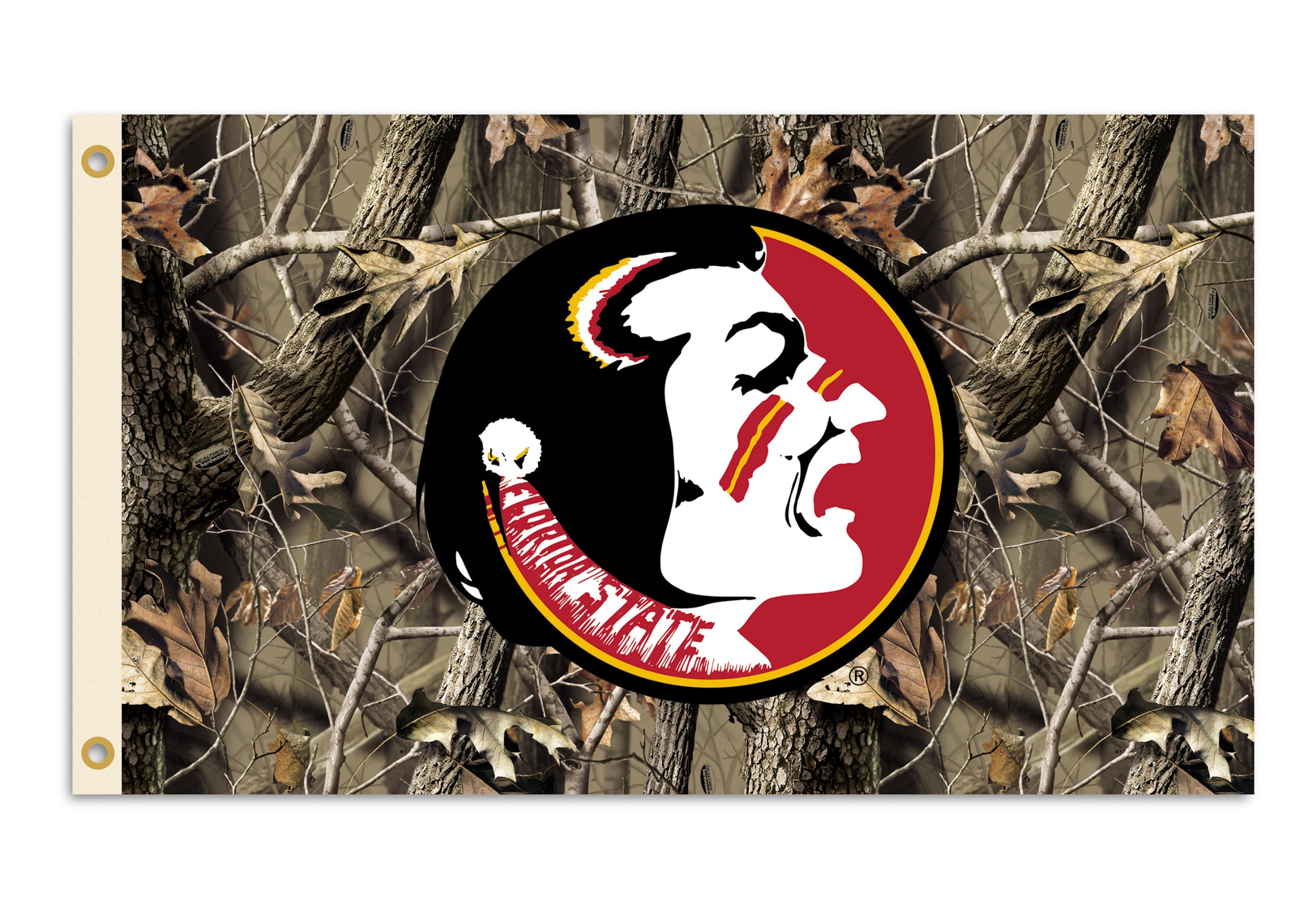 NCAA Florida State Seminoles 3-by-5 Foot Flag with Grommets - Realtree Camo Background