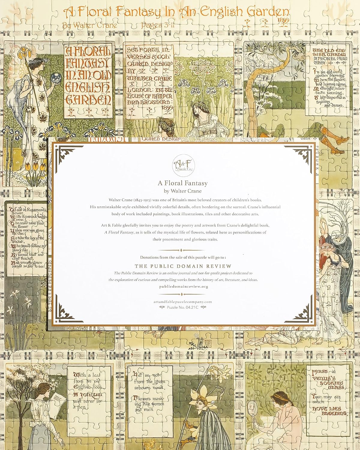 Art & Fable Puzzle Company A Floral Fantasy by Walter Crane, 500 Piece Fine Artwork Premium Adult Jigsaw Puzzle