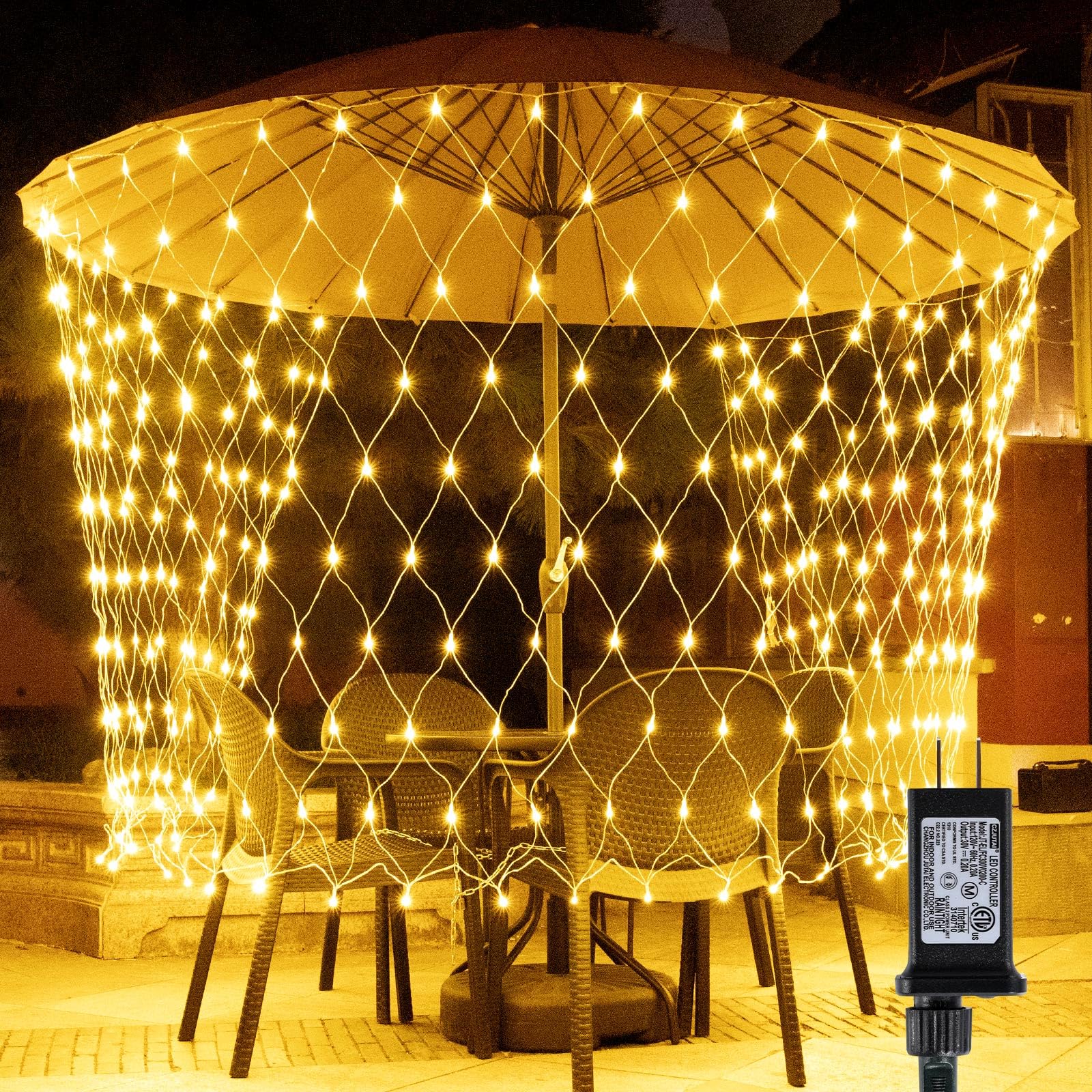 LitHome 300 LED 14.8ft x 5ft Outdoor Christmas Net Lights, Connectable Mesh Fairy String Lights with 8 Modes,Waterproof Plug in Mesh Lights for Bushes, Garden, Backyard, Holiday, Christmas(Warm White)