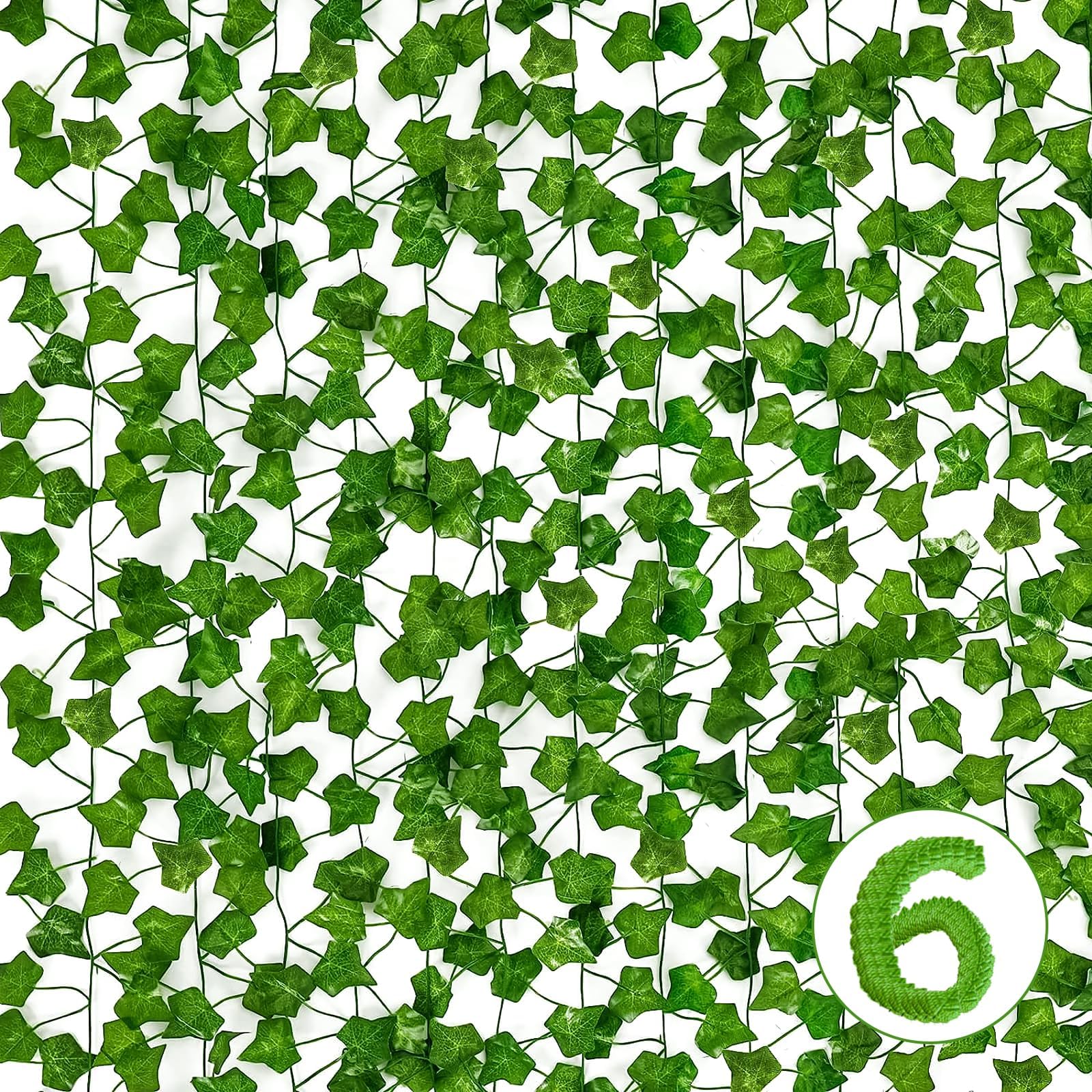 6 Pack Fake Vines for Room Dรฉcor, HXWEIYE Artificial Ivy Greenery Garland Fake Leaves Hanging Plants Vine for Bedroom Aesthetic Wedding Party Garden Greenery Decor Outdoor Indoor Wall Dรฉcor