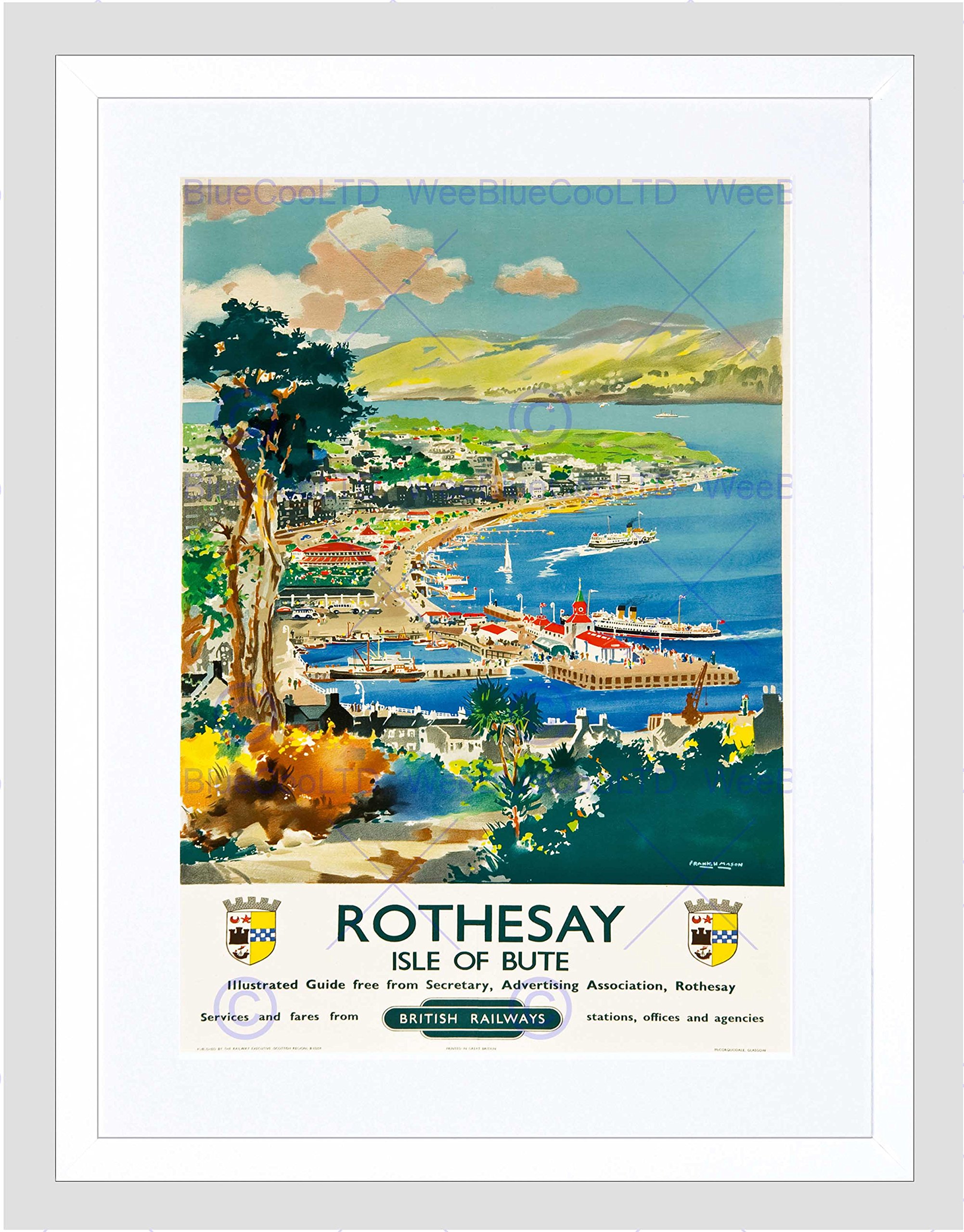 Wee Blue Coo Travel Rothesay Isle Of Bute British Railways Harbour River Art Framed Wall Art Print