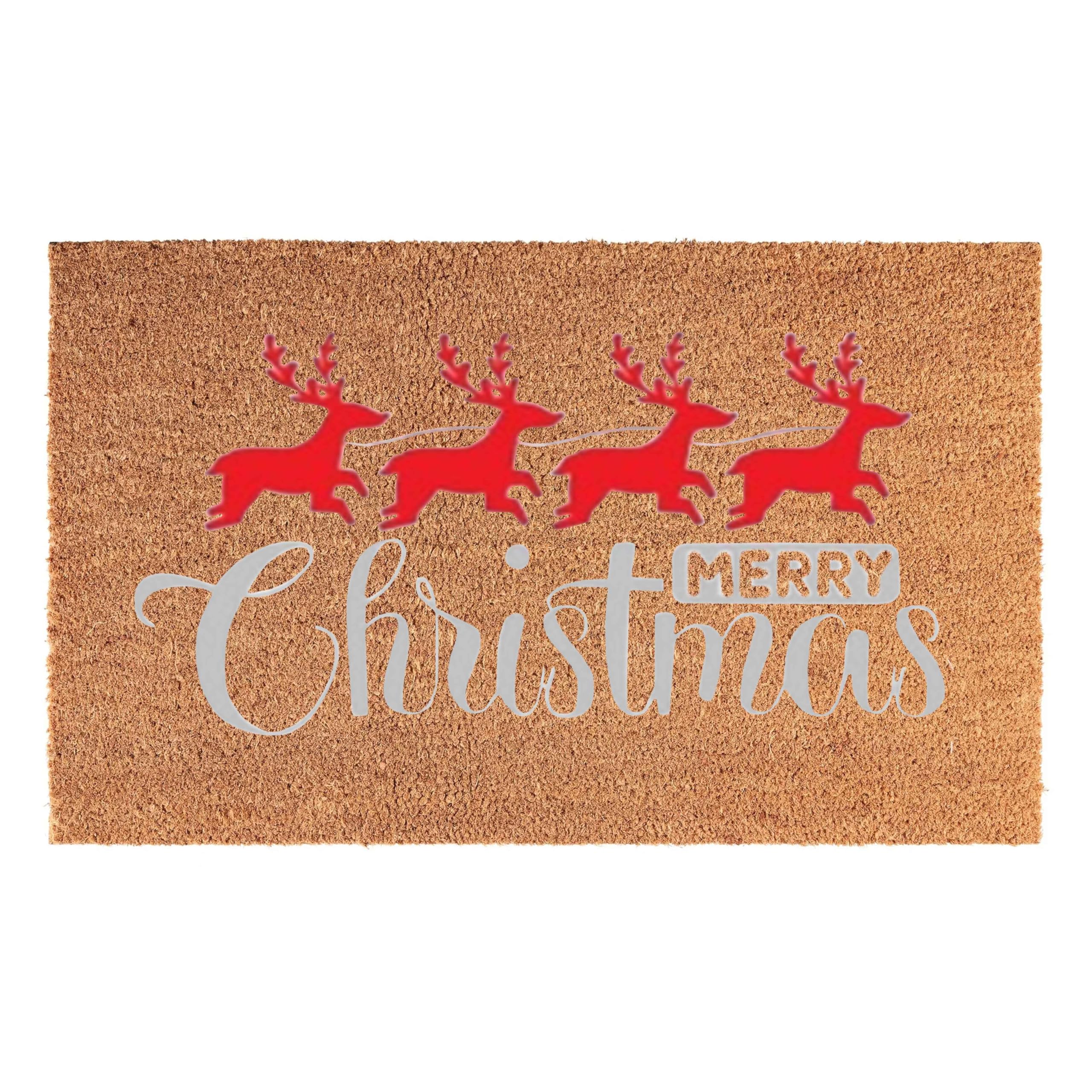 B2C Door Mat Doormats Non Slip Natural Coir Welcome Indoor Outdoor Home Garden Mats 40+ Designs 60cm x 40cm (Merry Christmas)