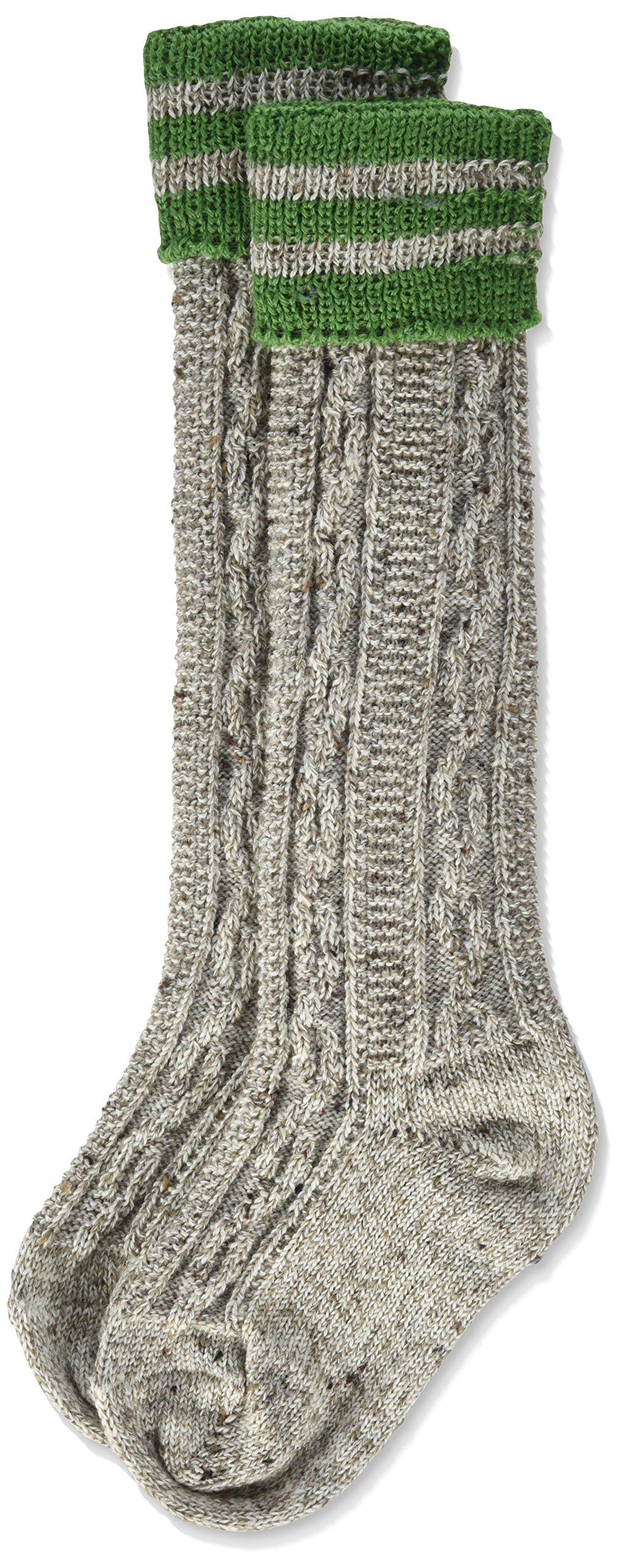 Lusana Jungen Kinderstrumpf mit Zopfmuster und Ringel Loden Tweed Kniestrümpfe