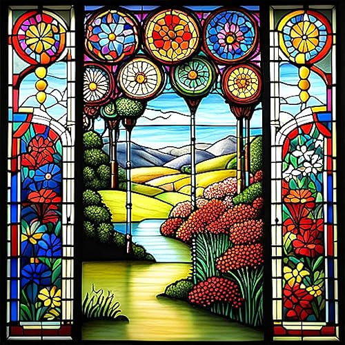 MXJSUA Kits de arte de diamantes para ventana y vista de vidrieras para adultos, kits de pintura de diamantes para adultos, kit de bordado de gemas disponible en Yaxa Venezuela