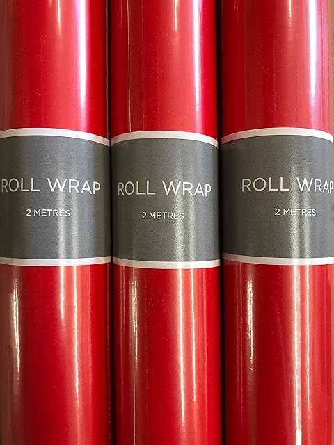 6M Hallmark Red Wrapping Paper Rolls 3 x 2 metres Rolls - Hard Postal Tube- Birthday - Christmas