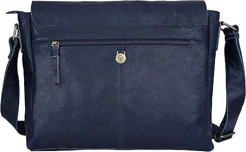 Miniatura 5 de ANTONIO VALERIA Robert Blue - Bolsa de mensajero de cuero para hombre, Azul lavado aceitoso
