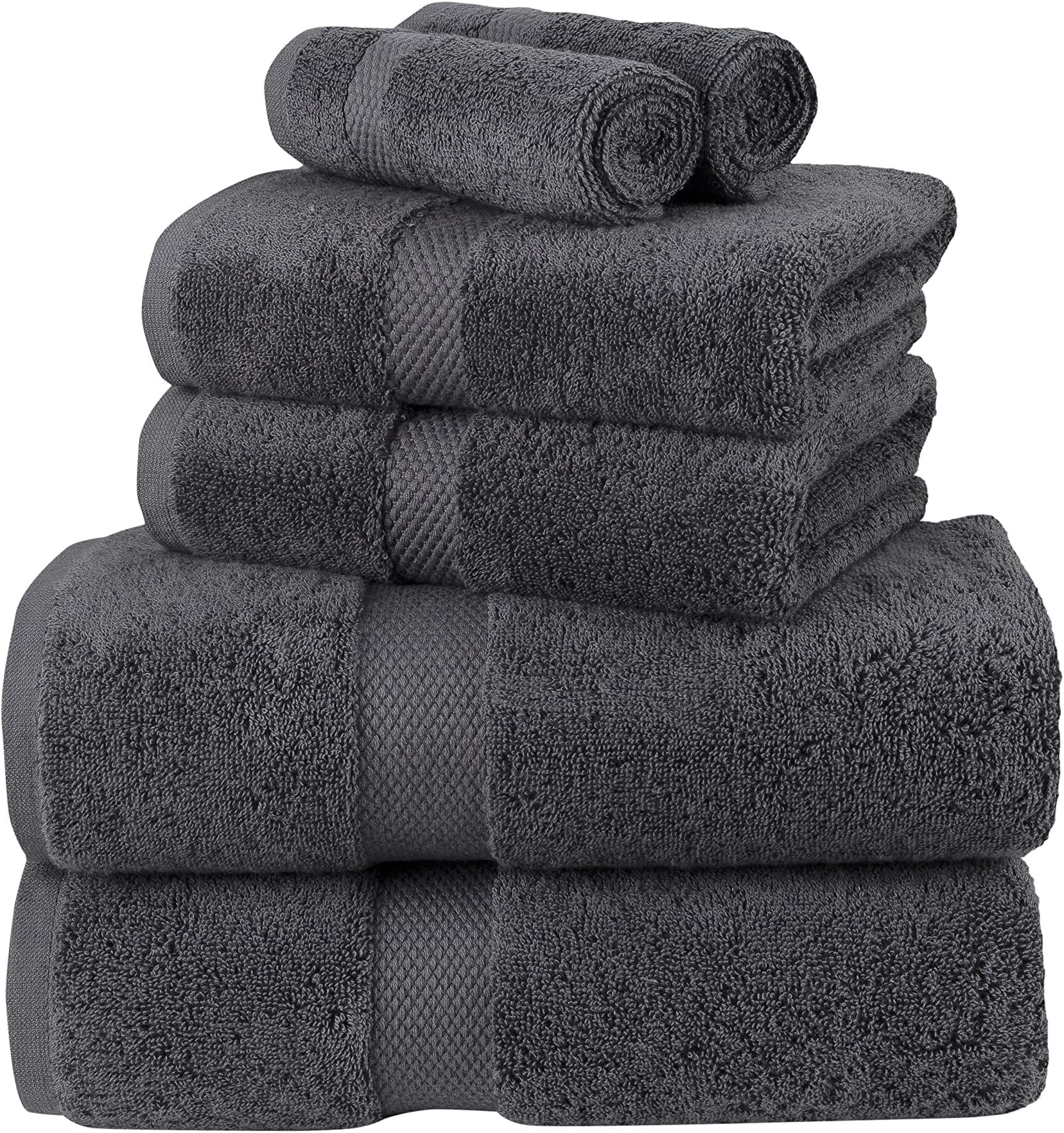 100% Egyptian Cotton 600GSM Superior Towel Bale Set Hand Towel Bath Towel 6 Piece Super Soft Everyday Use (Charcoal)