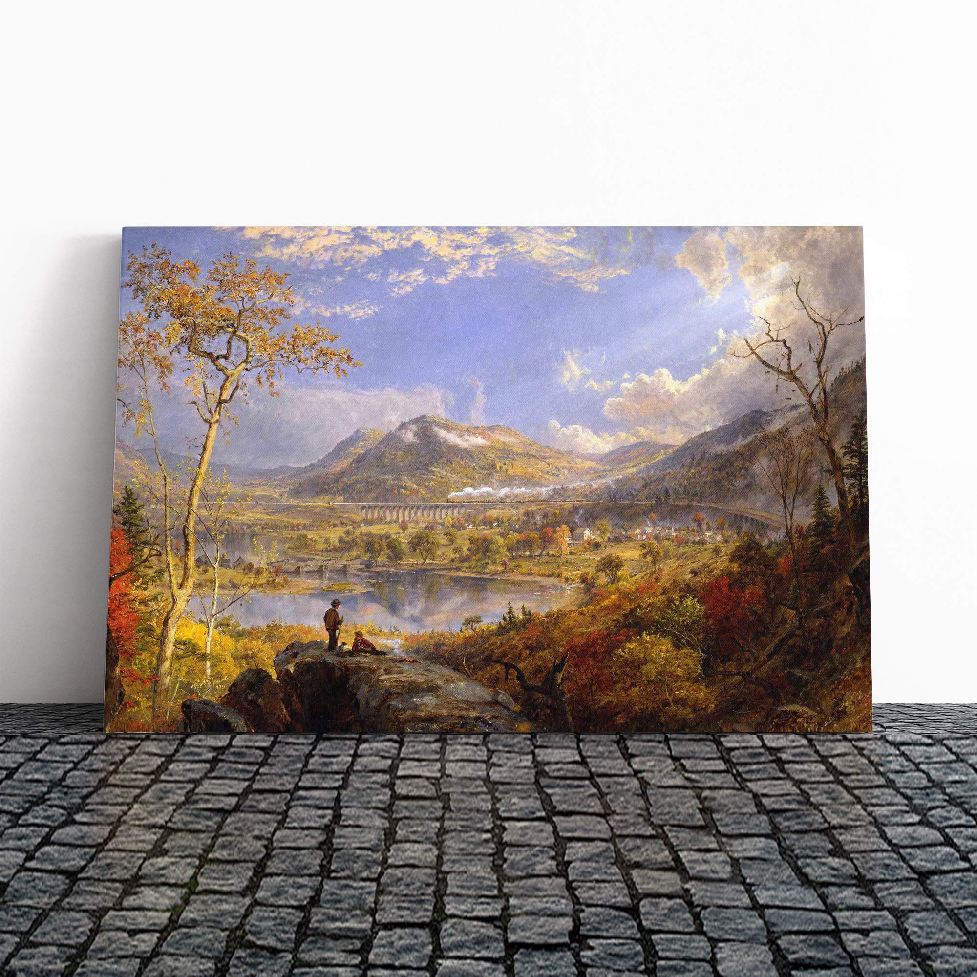 Jasper Francis Cropsey Starrucca Viaduct, Pennsylvania Canvas Print | Gallery Wrapped 30mm Frame Wall Art | 24x16 inches | Ready to Hang | Classic Picture | Living Room Bedroom Lounge Office