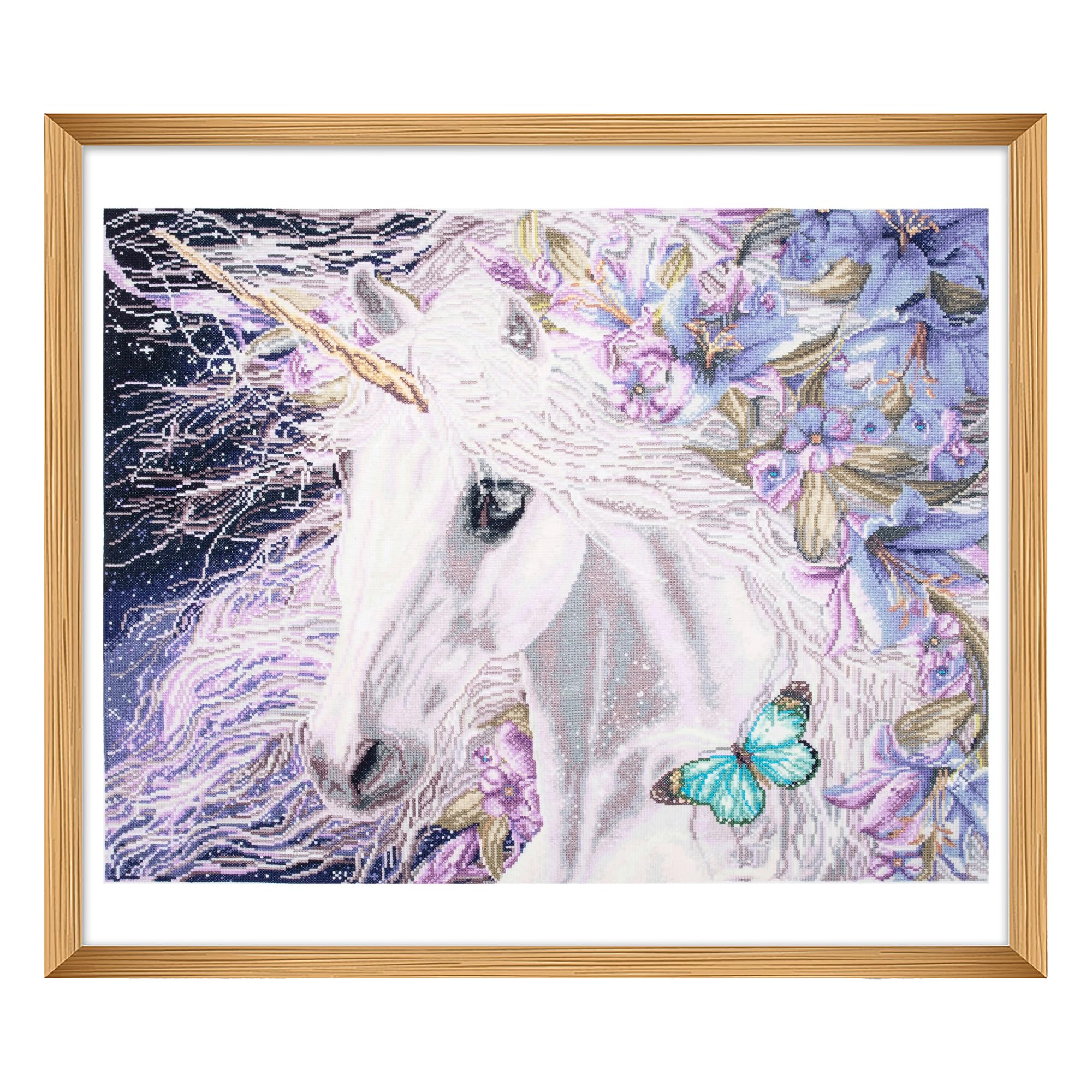 Trimits Large Cross Stitch Kits - Counted Embroidery Needlework for Adults Beginners Kids, Christmas Gifts Wall Art, (Frame Not Included) 14 Count, Unicorn