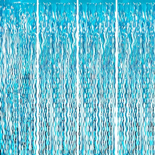 Miniatura 37 de GOER - Cortinas de tiras metálicas/oropel para fiestas, telón de fondo para fotos, Halloween, cumpleaños, graduaciones, Año Nuevo, decoración