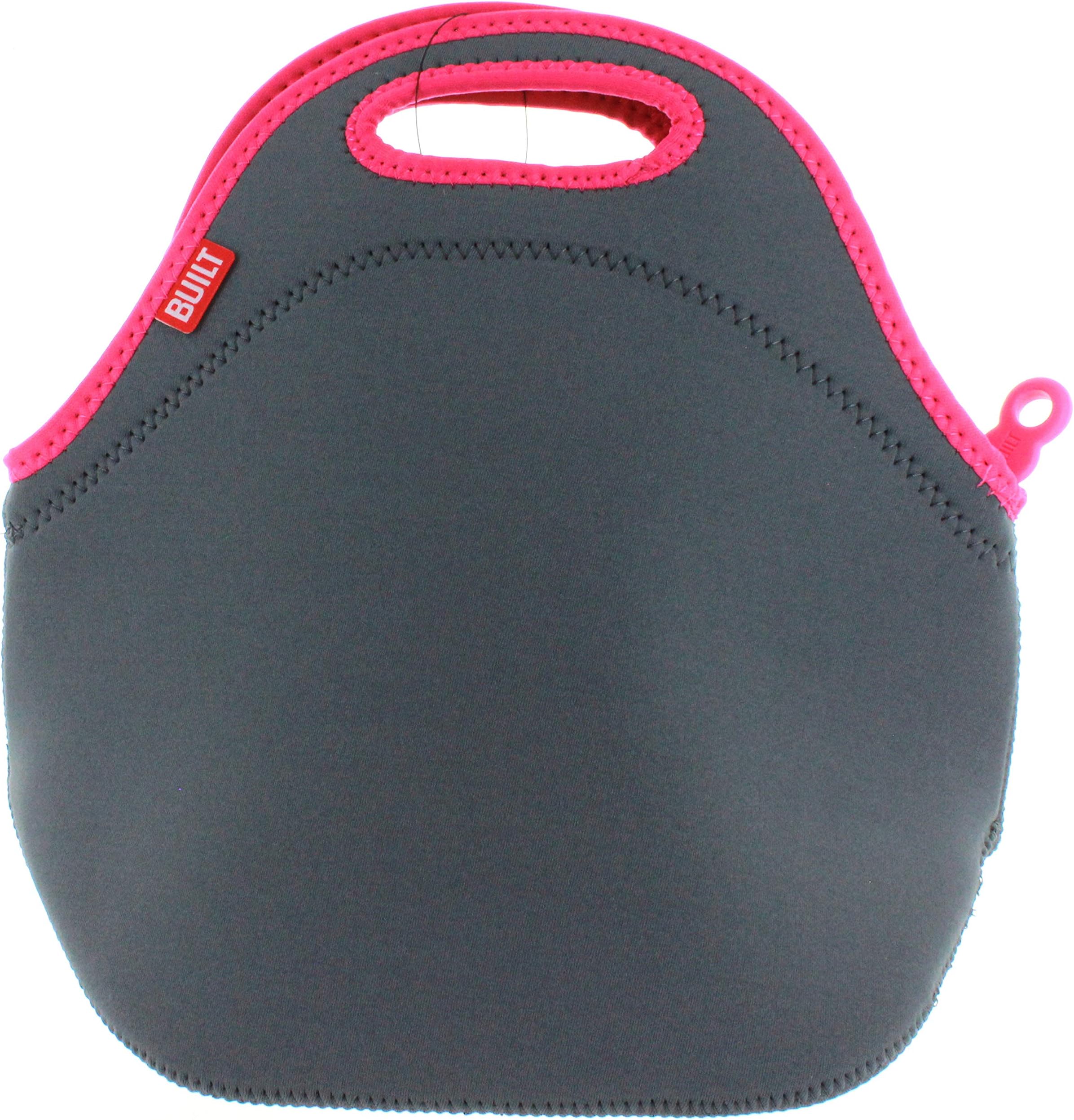 BUILT Gourmet Getaway Neoprene Lunch Tote (Gray with Pink Stitching)