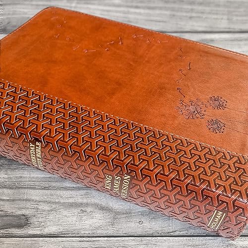 Miniatura 3 de Hand Lettered and Laser Engraved KJV Study Bible, Two-Tone Brown, Custom Name Engraving Available, Personalized Gift for Wedding, Baptism,