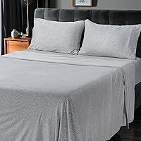 Utopia Bedding Queen Jersey Knit Sheet Set 4PC - Soft Cotton Blend T-Shirt Sheets, Stretchy & Cozy (Heather Light Grey)