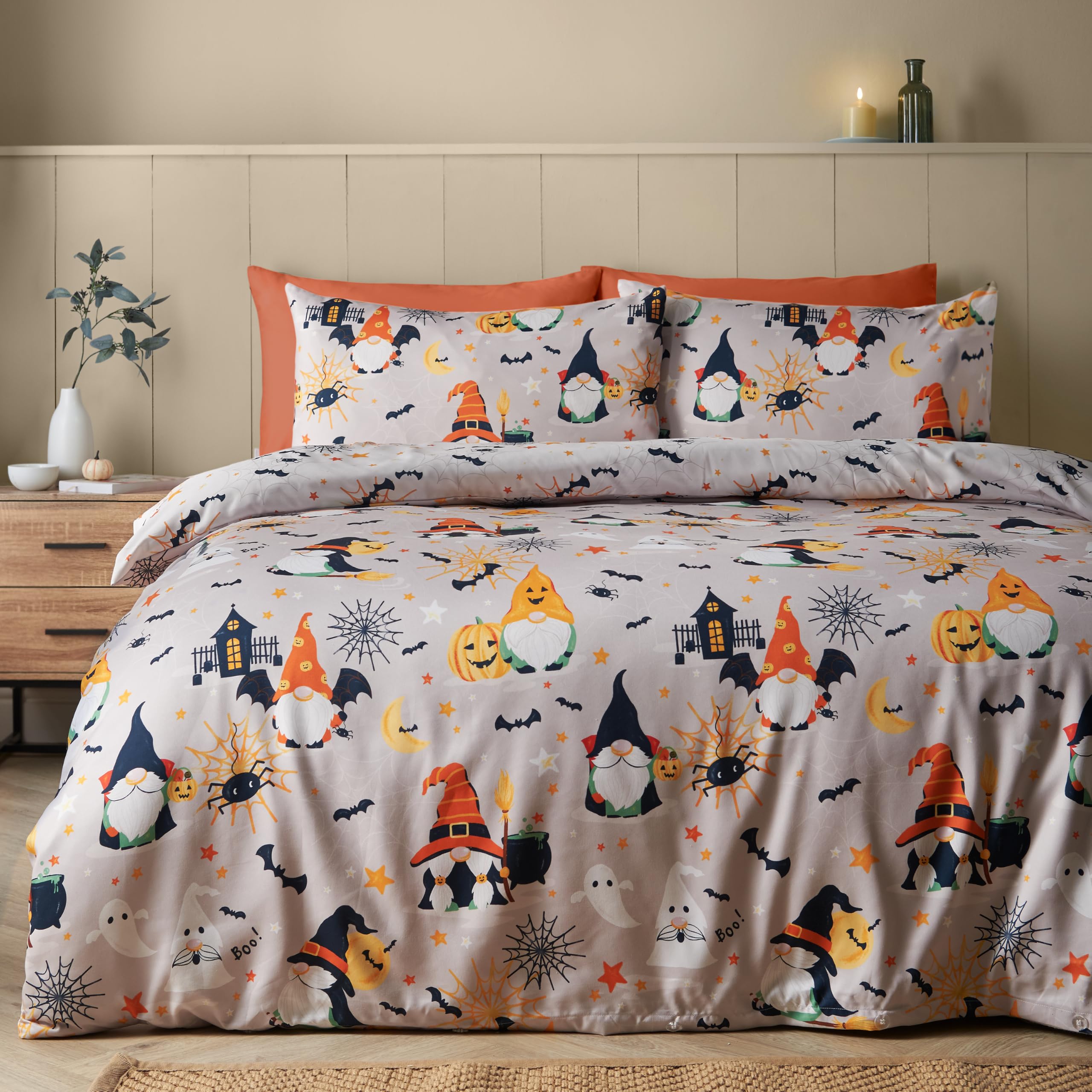 Catherine Lansfield Halloween Gonks So Soft King Duvet Cover Set Natural