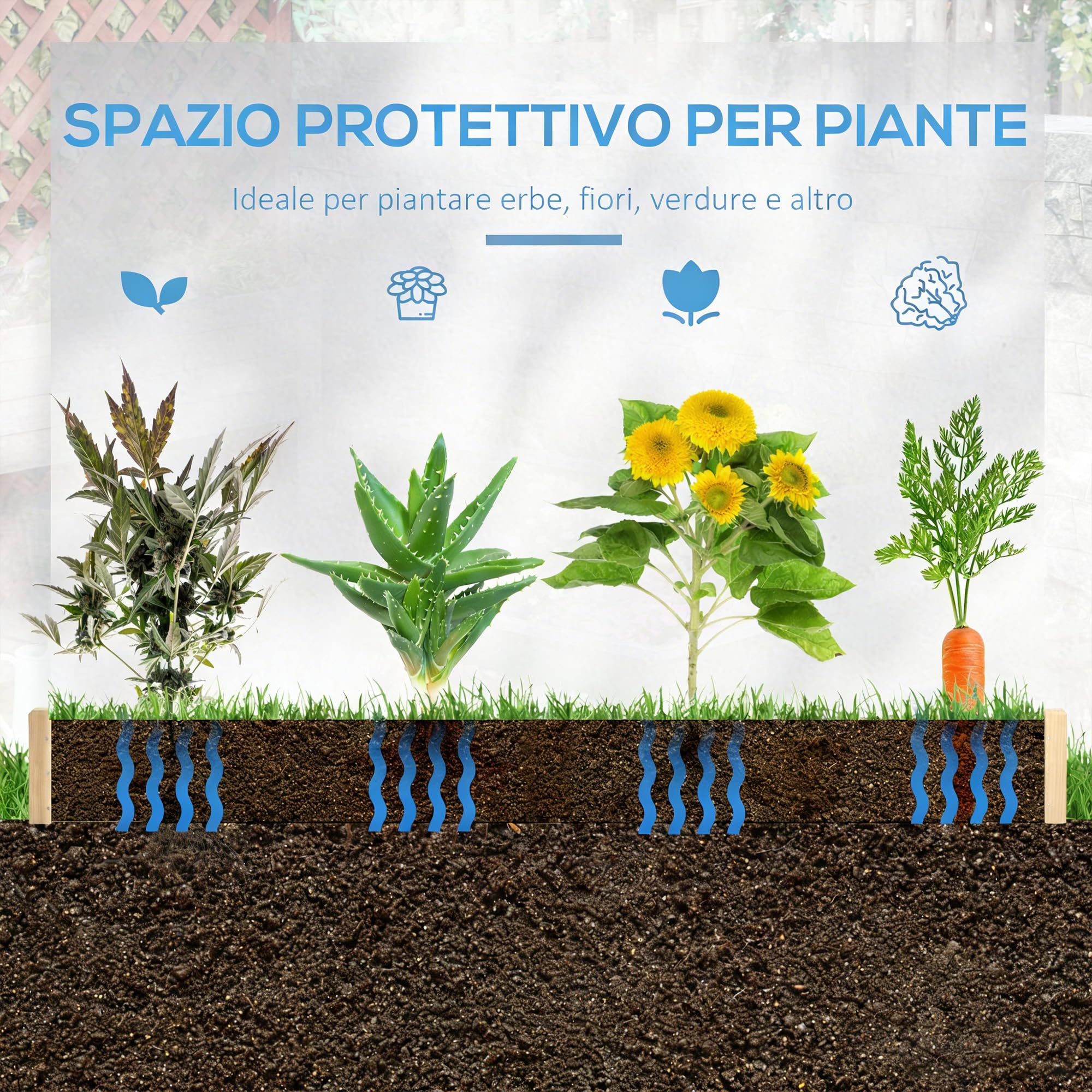 Outsunny Letto per Orto Rialzato a 3 Livelli in Rattan con Fondo Aperto, Orto Rialzato da Esterno per Verdure, Fiori e Piante, 120x120x40 cm, Grigio Talpa