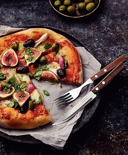 Miniatura 2 de Tramontina Juego de cubiertos con cuchillos para carne, cuchillo afilado de 24 piezas, tenedores, cucharaditas, cucharadas con asas de madera,