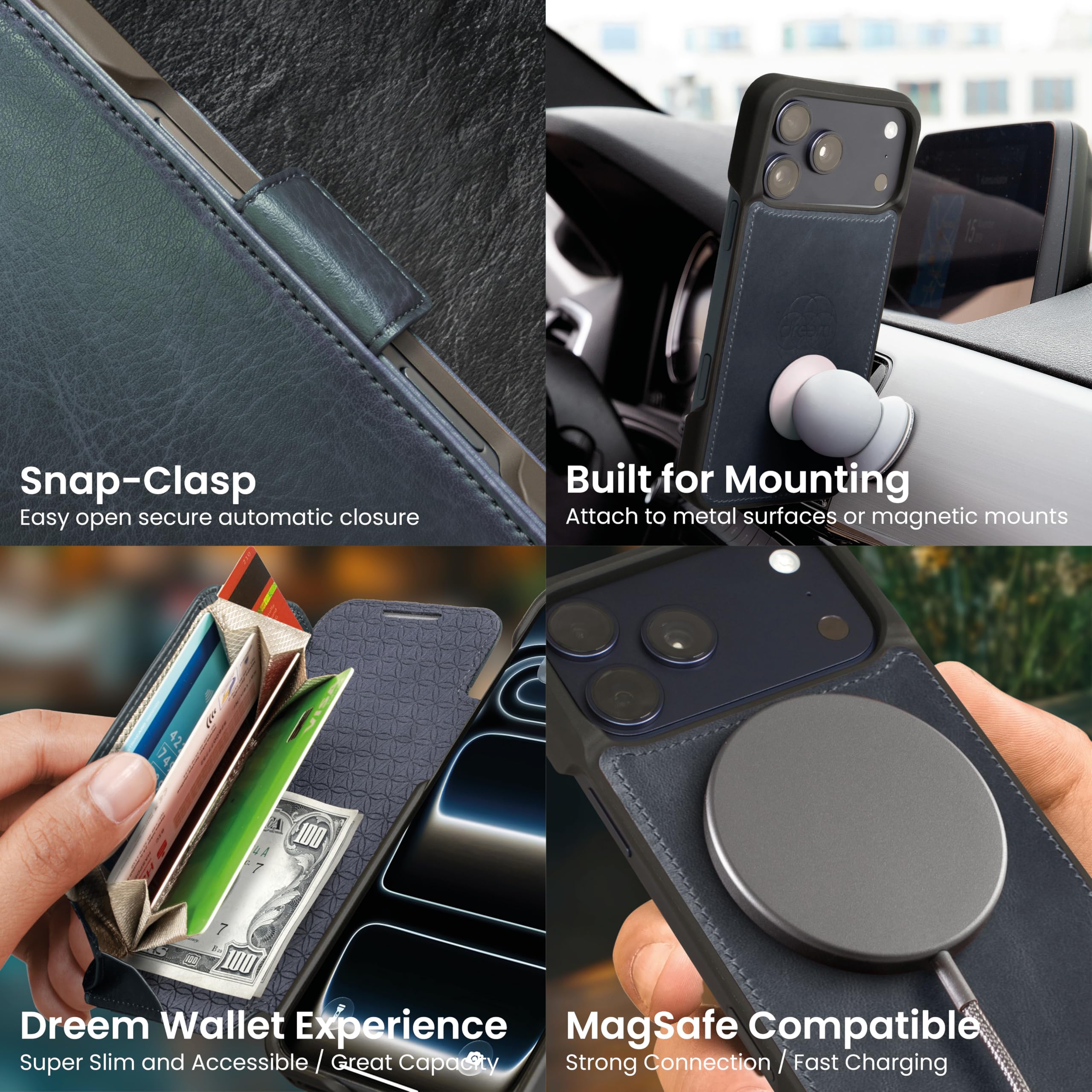 Amazon.co.jp: Dreem 本革 iphone 17 pro max ケースウォレット、画期