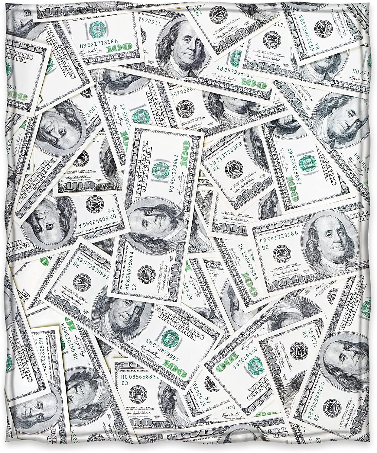 Jekeno Money Blanket 100 Dollar Bills Pattern Print Gifts for Dad Women Kids Girls Birthday Father's Day Home Bedroom Living Room Decor Soft Cozy Lightweight Plush Throw Blankets 50"x60" - Image 2