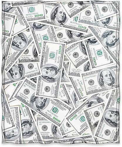 Miniatura 9 de Jekeno Manta de dinero con patrón de billetes de 100 dólares, regalos para mujeres, niños, niñas, hombres, hogar, dormitorio, sala de estar,