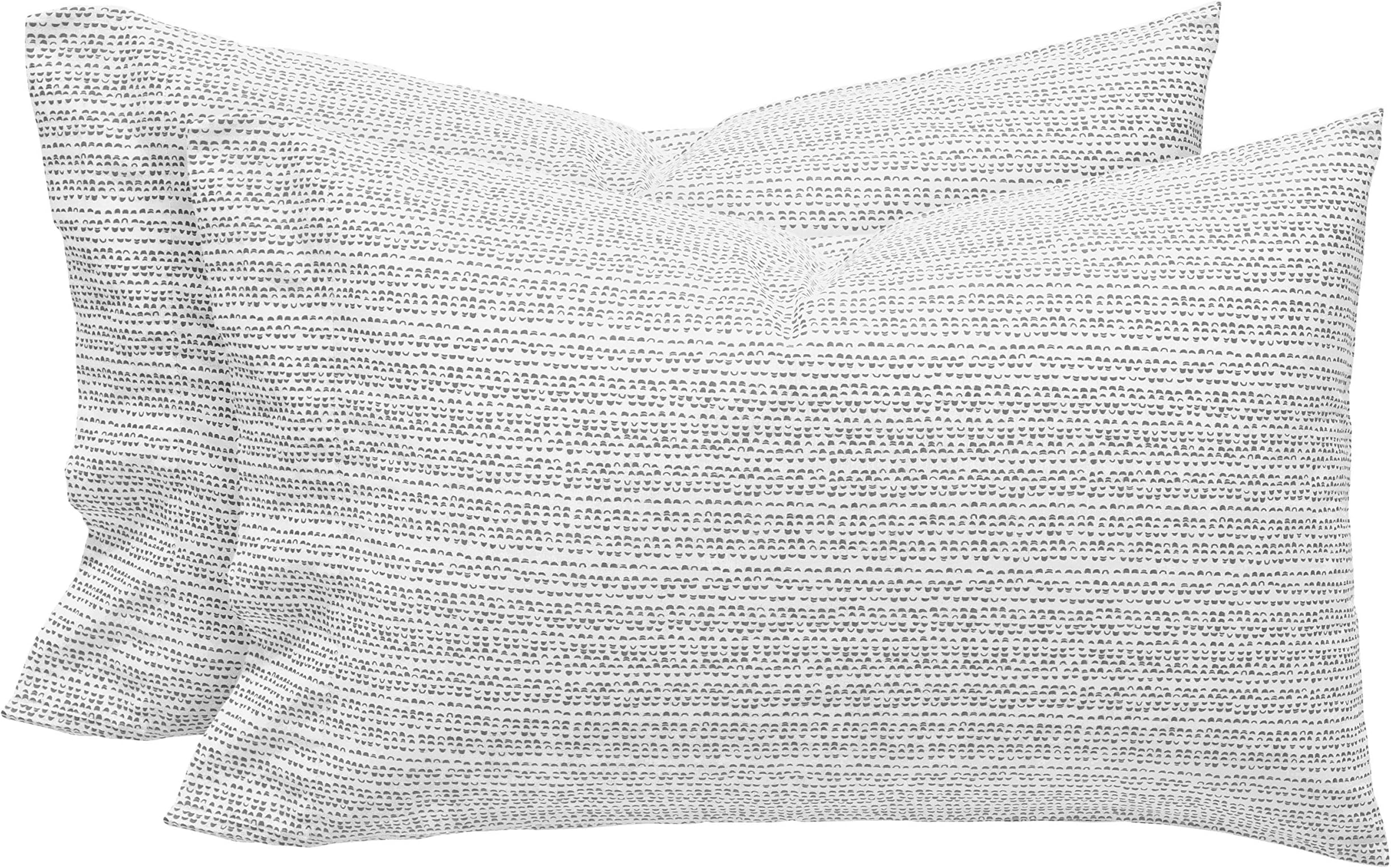 Amazon Brand – Rivet Half Moon, Sateen Cotton, Envelope Closure Pillowcase Set, Set of 2, Standard, Pewter