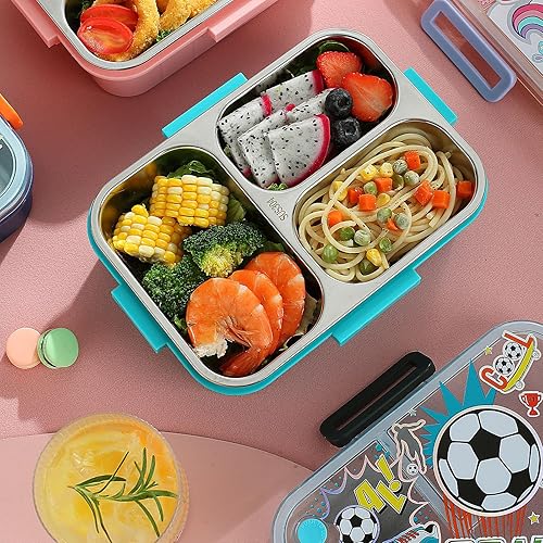 Miniatura 7 de YOYTOO Lonchera Bento de acero inoxidable para niños, 27.1 fl oz27 onzas, sin BPA, a prueba de fugas, recipientes de alimentos para niños con 3