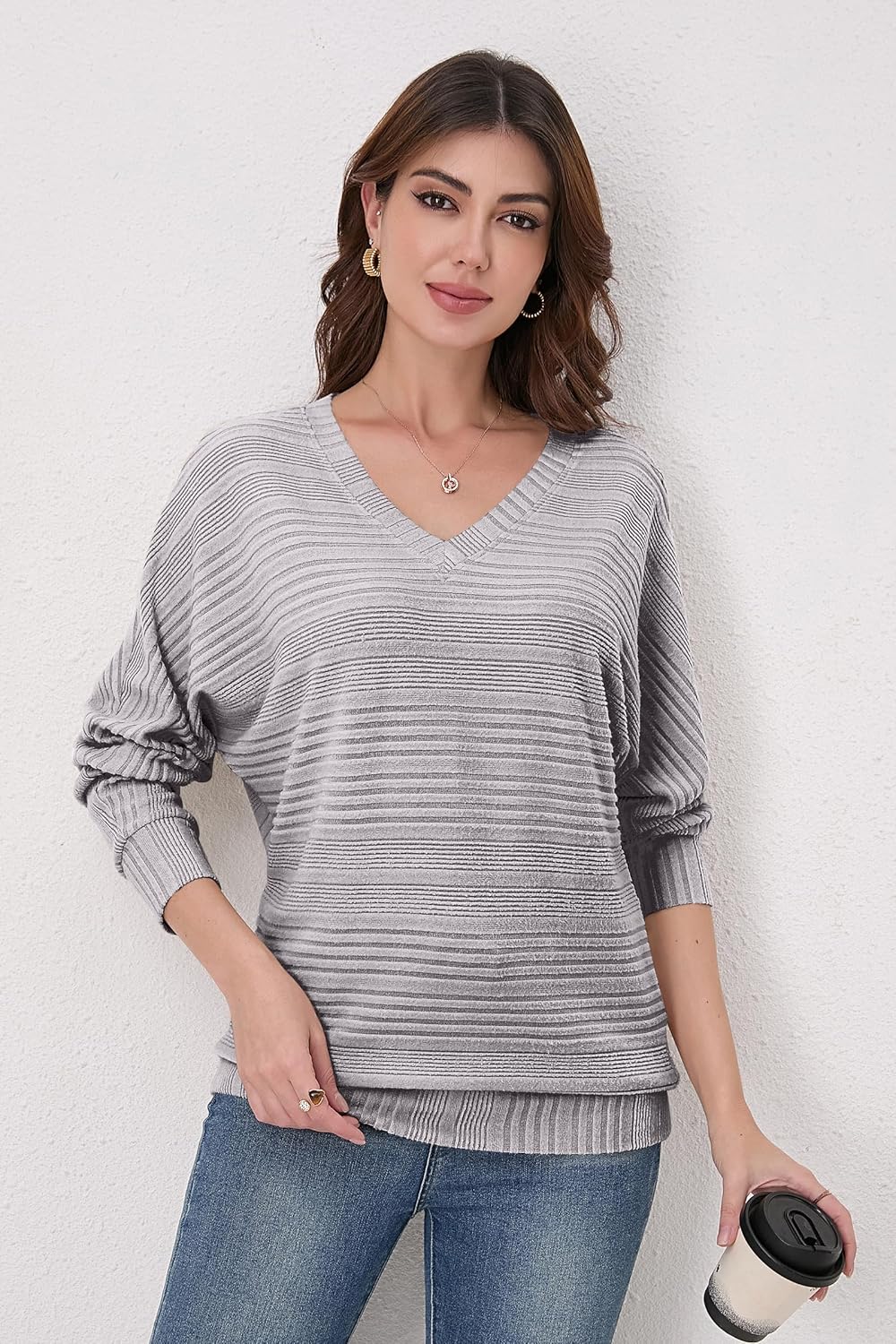 Long Sleeve Shirts for Women Casual V Neck Pullover Sweaters Tunic Tops Dressy Blouses Fall Fashion Clothes 2025 - Image 2