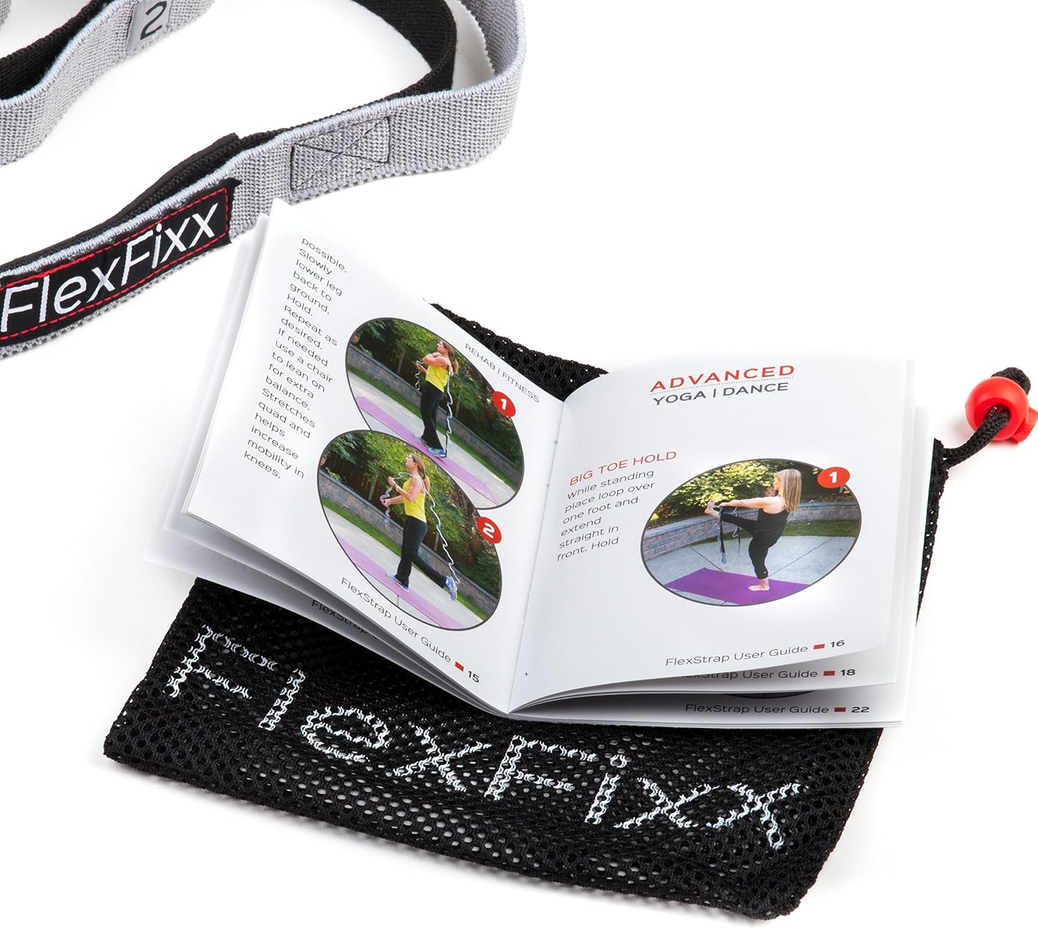 FlexFixx Stretching Strap Band - 8ft Long Tool with 12 Loops - Elastic Stretcher for Yoga, Running, Pilates, Physical Therapy - Helps Increase Mobility, Flexibility, Recovery from Orthopedic Injuries