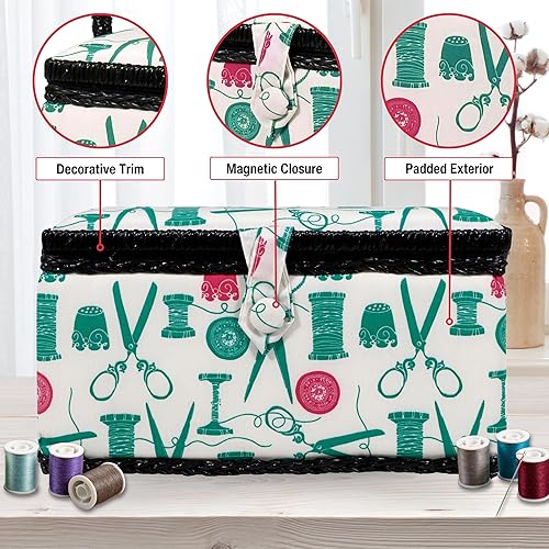 Vista 37 de SINGER Cesta grande, respaldo de costura Nature's Flora con nociones Flora de la naturaleza