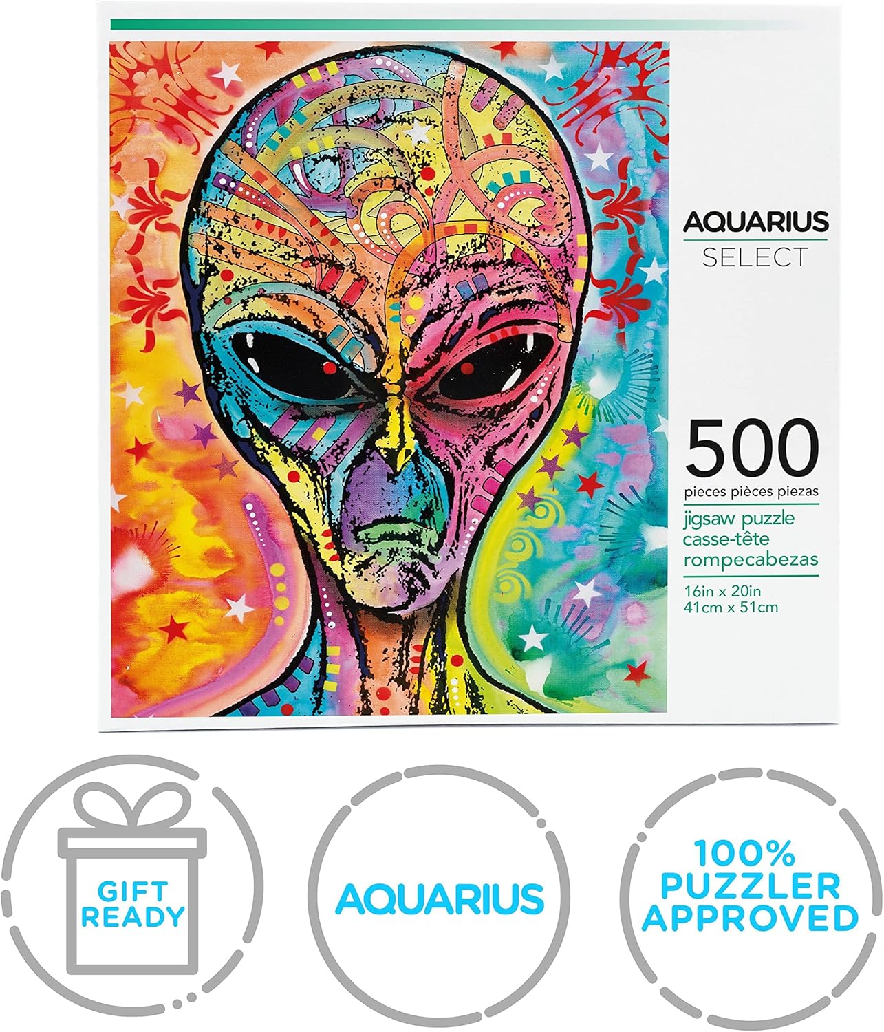 AQUARIUS Dean Russo Alien Puzzle (500 Piece Jigsaw Puzzle) - Glare Free - Precision Fit - Officially Licensed Dean Russo Merchandise & Collectibles - 16x20 in