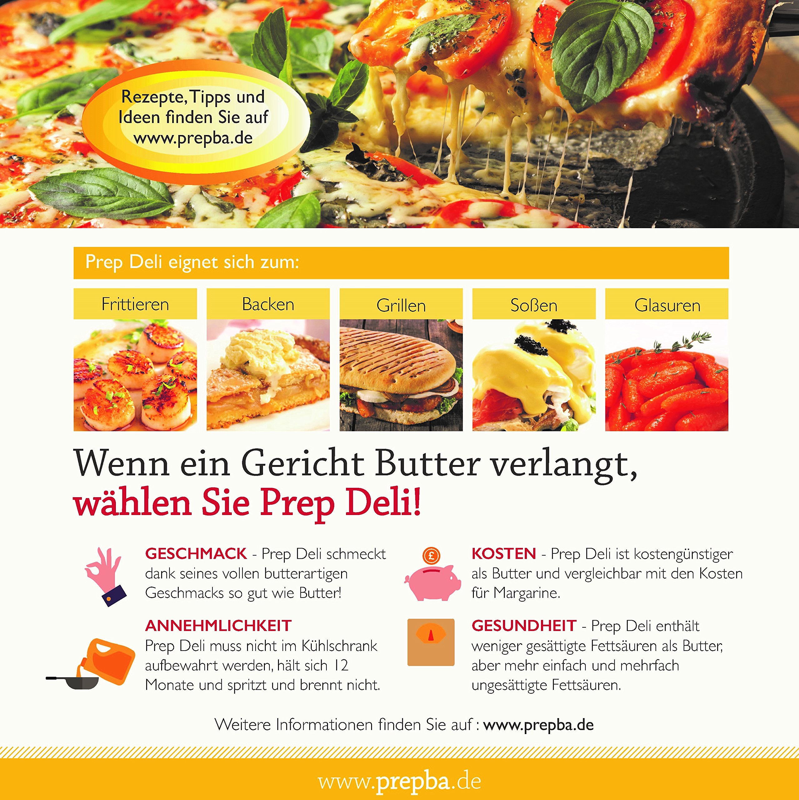 PREP GOURMET 10 Liter Eimer salzfrei - Pflanzenöl mit naturidentischem Buttergeschmack Combidämpfer geeignet zum Braten & Backen Cholesterinfrei Laktosefrei Butteraroma