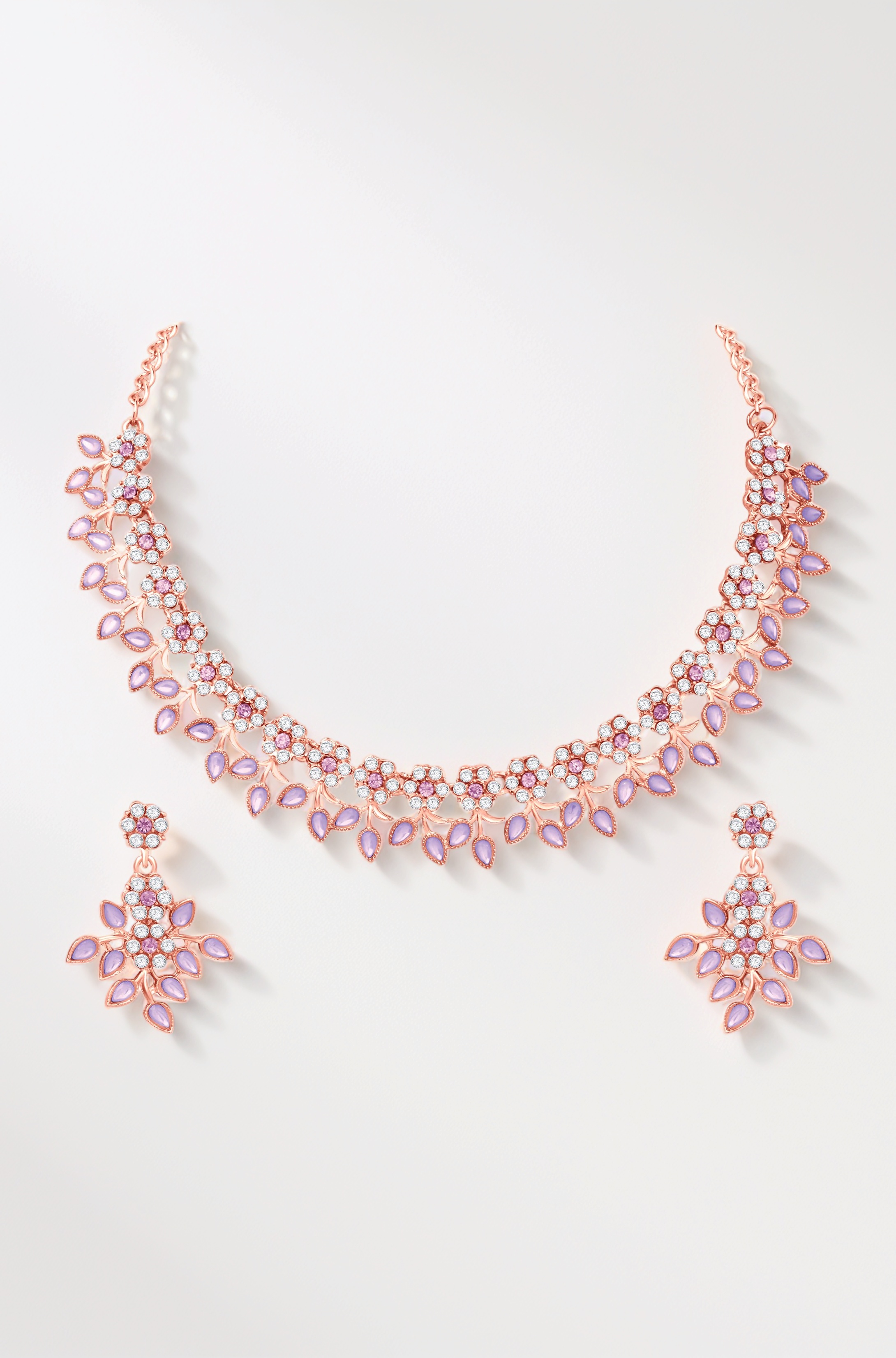 Atasi International Crystal Necklace Jewellery Set with Earrings | Best Suited for Party, Wedding, and Festive Occasions for Women