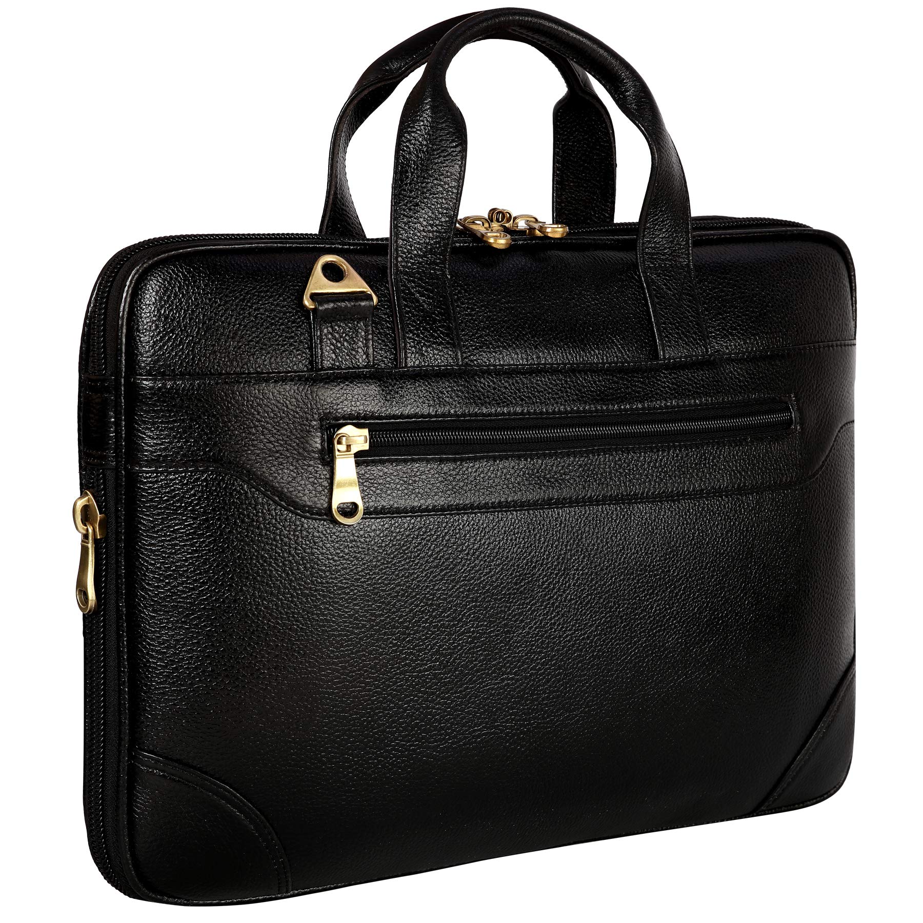 HYATT Leather Accessories Natural Leather Laptop Briefcase Messenger Shoulder Bags for Mens Office 16 inch 18 Litres Capacity (Dimension-L-16 X H-12 X W-2 Inch) (Weight-1 KG/1000 GR) (BLACK) (B091V2JKVK) Amazon Price History, Amazon Price Tracker